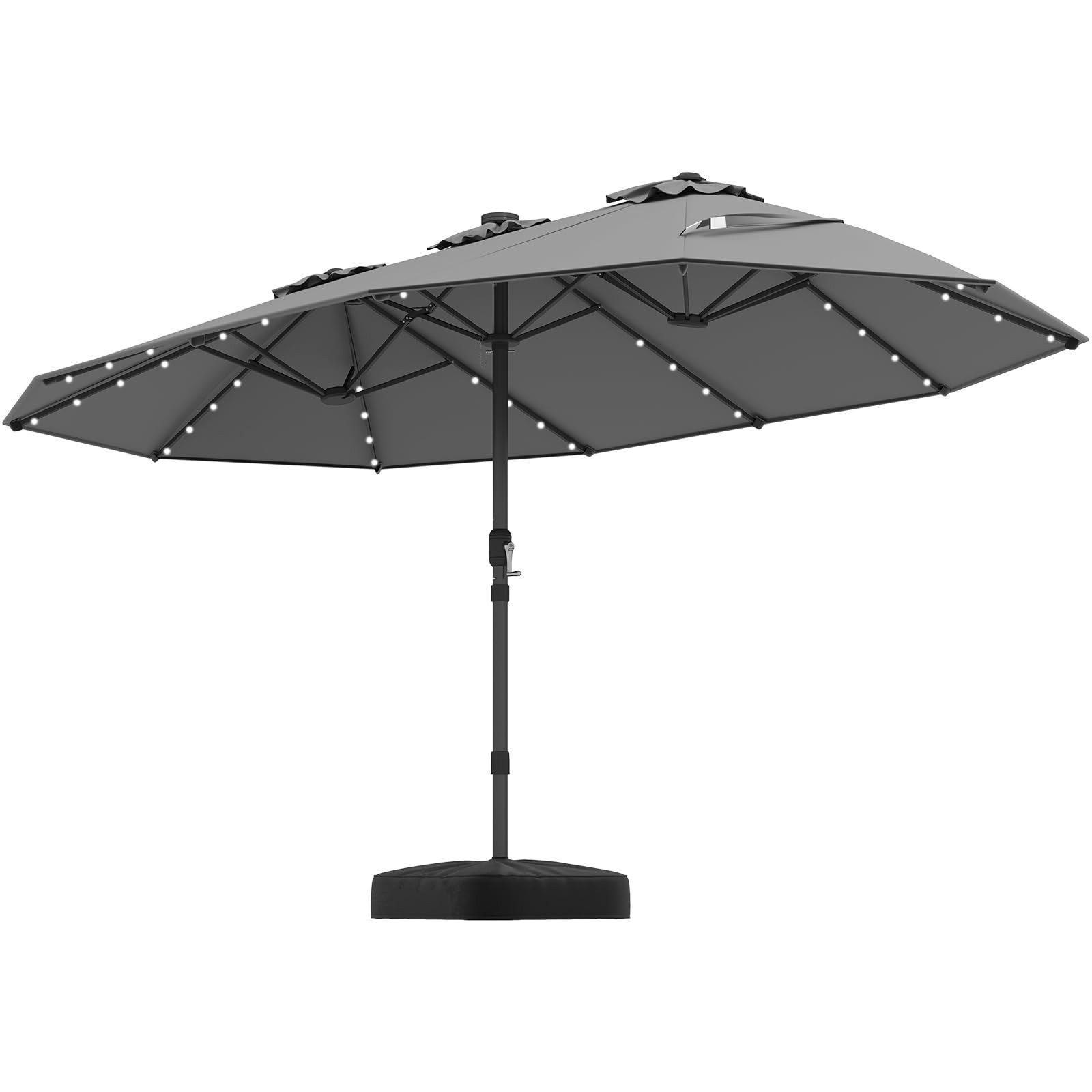 COSTWAY Sonnenschirm, 450 x 260 cm, LED-Solar-Beleuchtung, UPF 50+, mit Ständer