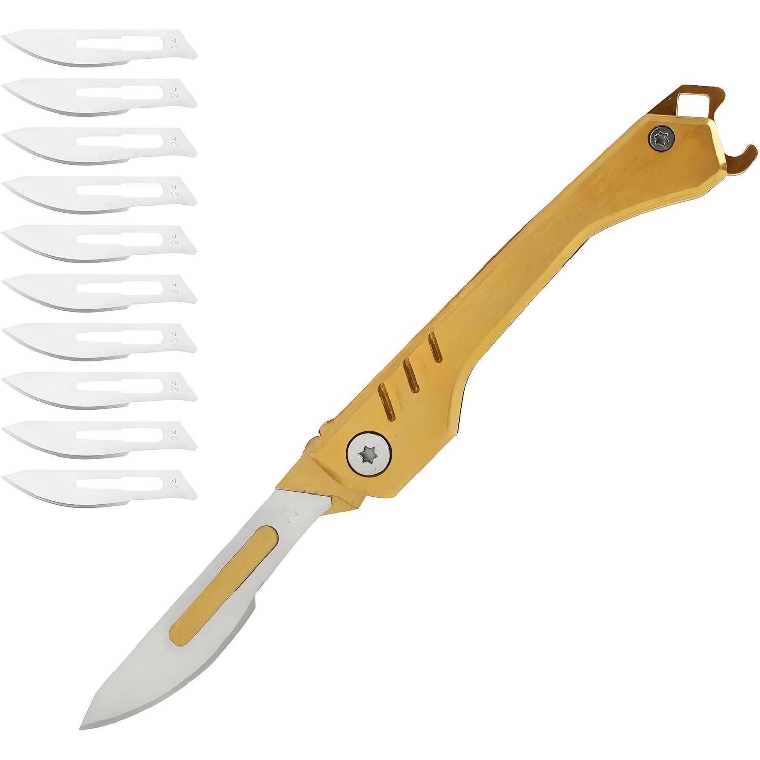 LuxusKollektion Taschenmesser Mini Klappmesser G10 Gold 3-in-1, (10 St)