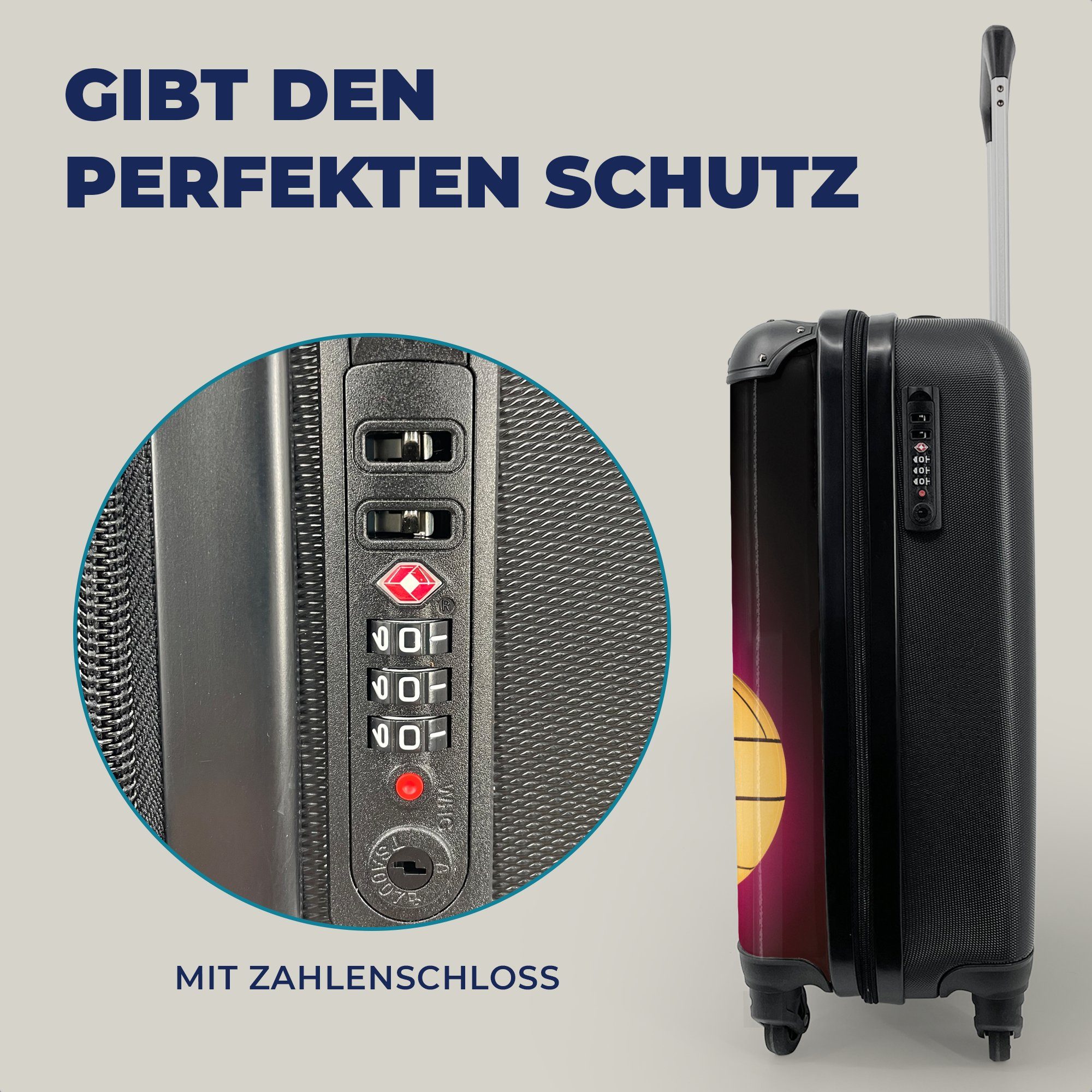 für Reisekoffer Reisetasche mit Wasserball, Trolley, Handgepäck Handgepäckkoffer 4 Ferien, rollen, MuchoWow Rollen,