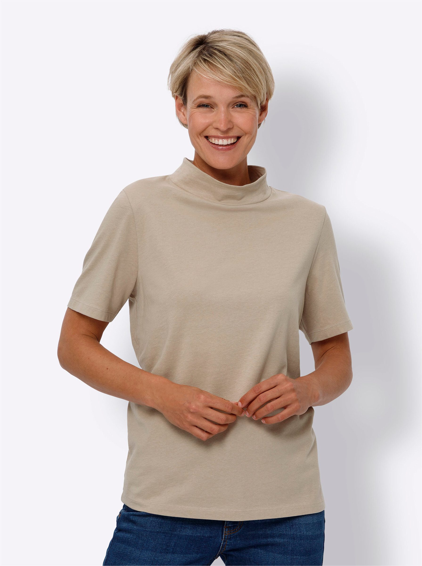 Sieh an! T-Shirt Stehkragenshirt günstig online kaufen
