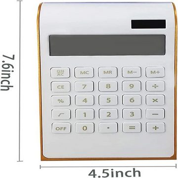 GelldG Taschenrechner Taschenrechner 10-stellig Solarbatterie geneigtes LCD-Display weiß