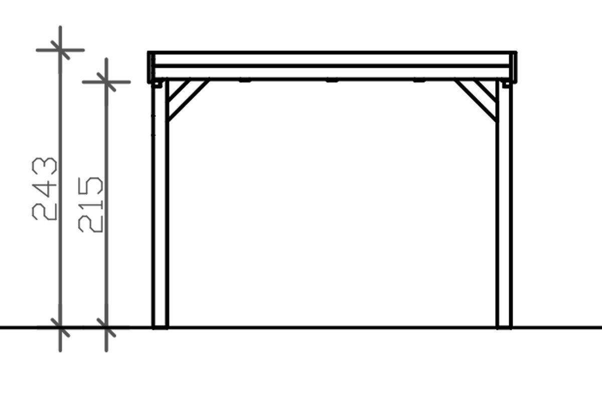 Einzelcarport cm Grunewald, 289 BxT: 321x796 cm, Einfahrtshöhe, Aluminiumdach Skanholz mit