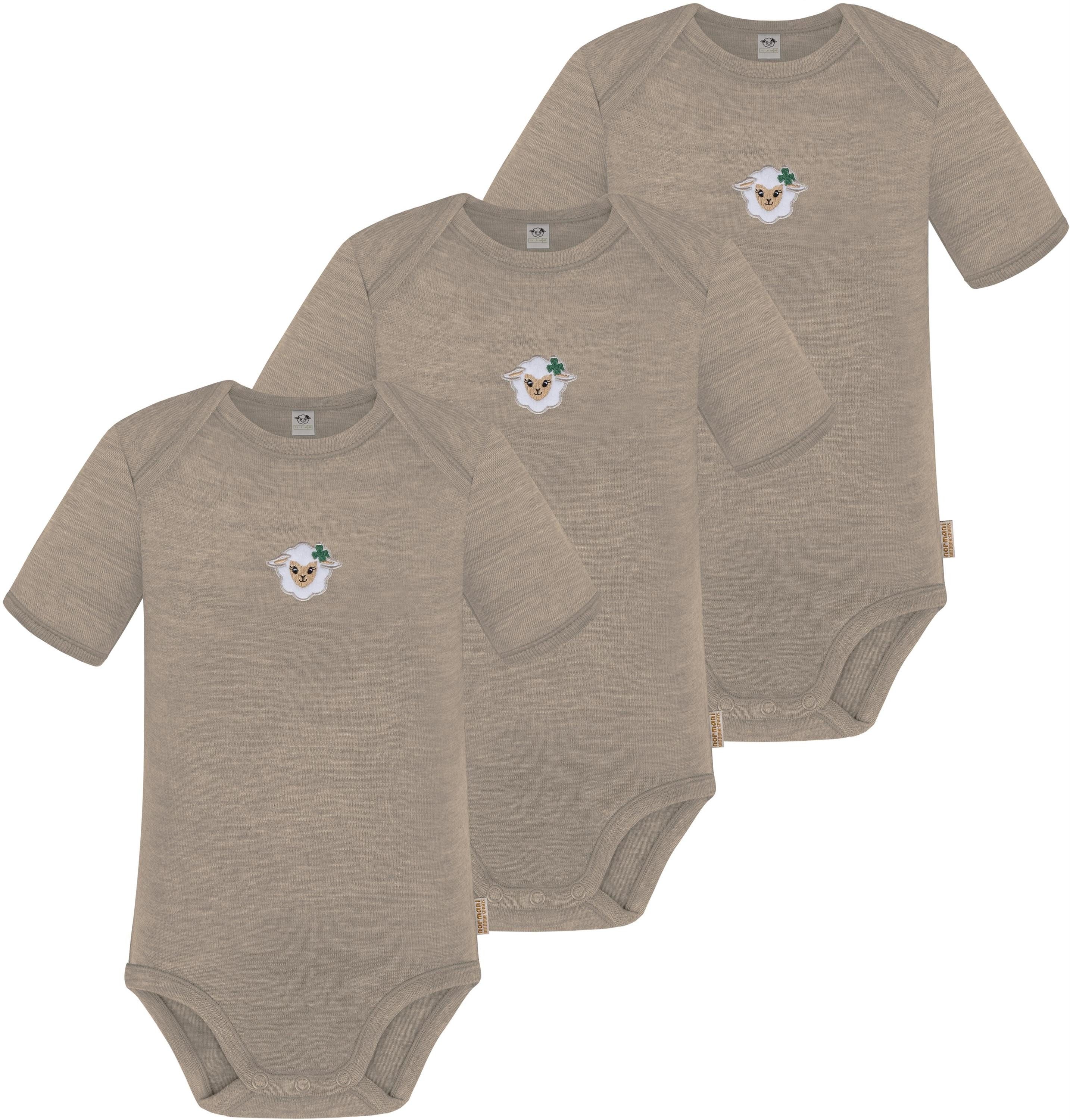 normani Kurzarmbody 3er Set Baby Merino Body Kurzarm Tauranga Unisex Baby-Strampler aus 100 % Merinowolle und OEKO-Tex Standard 100