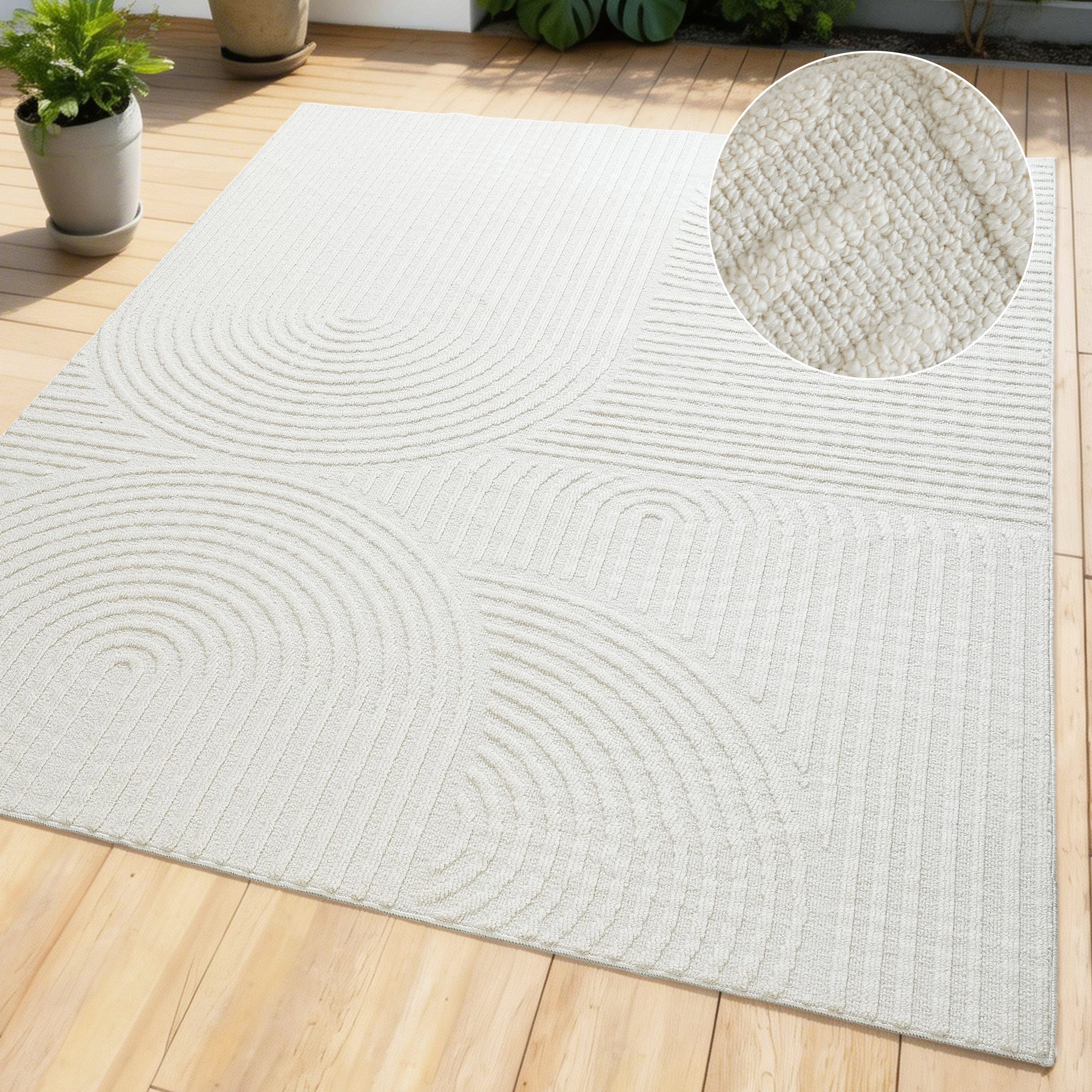 Teppich Jola, In- und Outdoor geeignet, Hoch-Tief-Design, Scandi