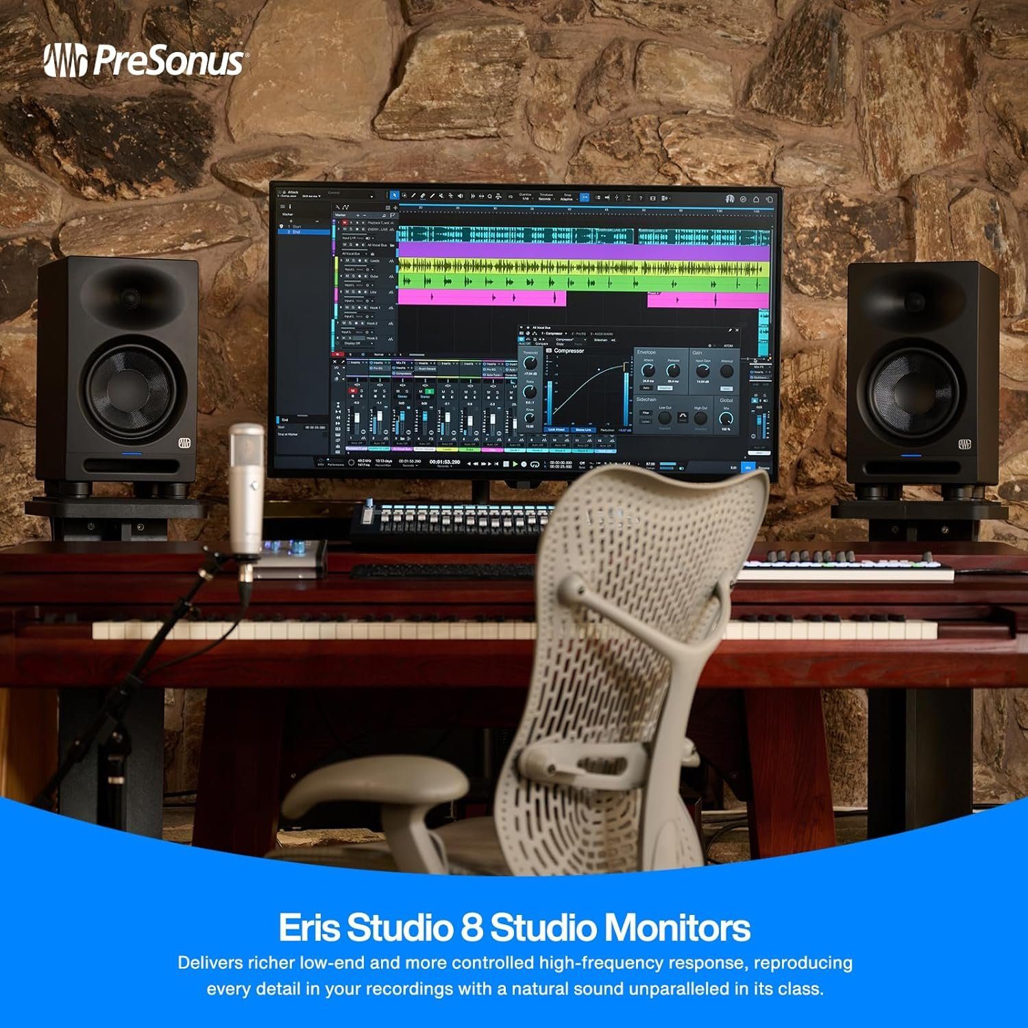 Presonus Presonus Eris Studio 8 Aktive Monitor-Box Lautsprecher PC-Lautsprecher (Aktive Monitor-Box, 140 W)