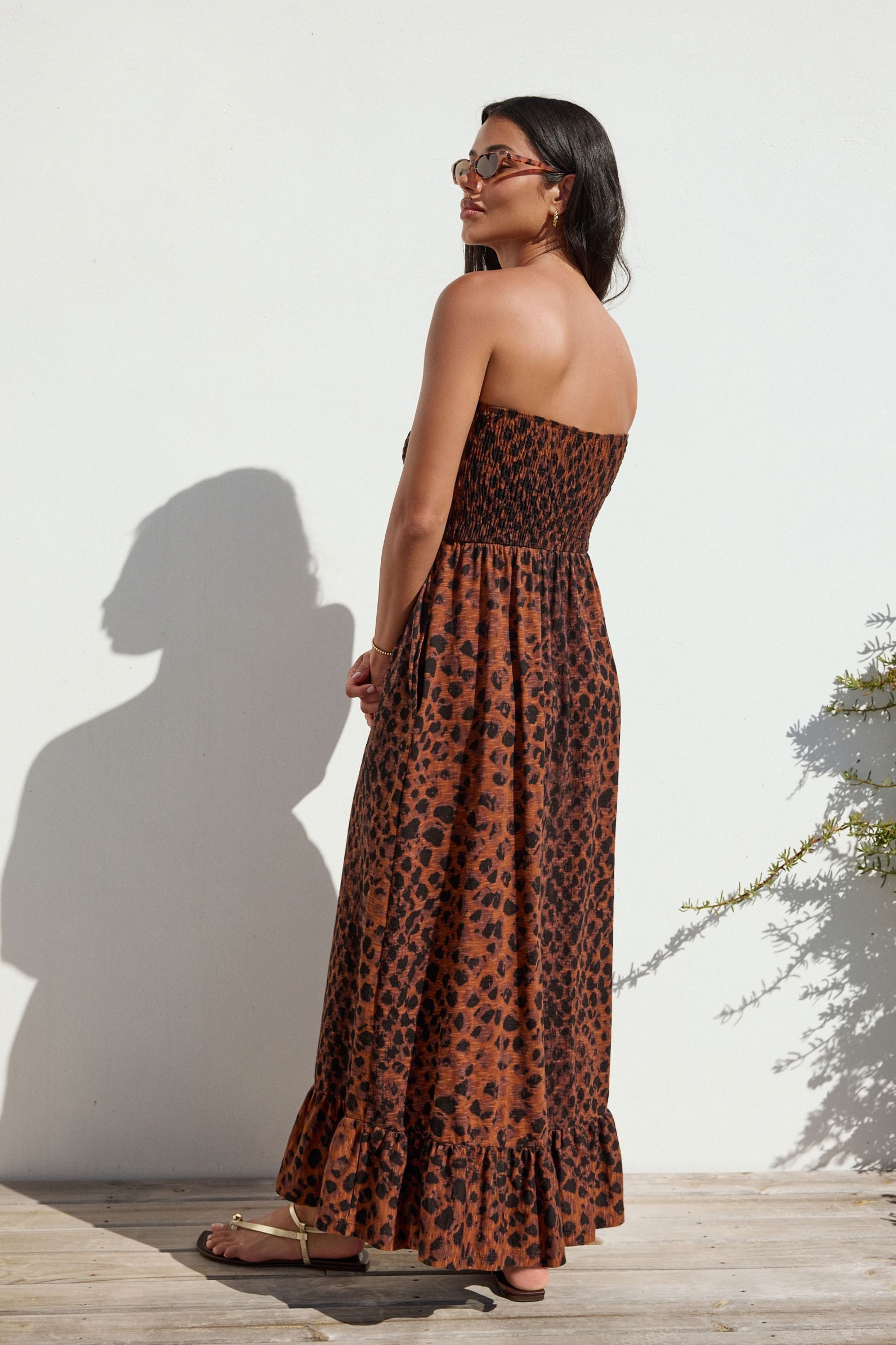 Next Midikleid Sommerkleid Baumwolle Carmenausschnitt und Rüschen (1-tlg)