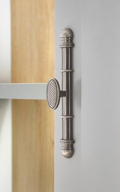 Furn.Design Standvitrine Rideau (Stauraumvitrine in grau mit Artisan Eiche, 71 x 201 cm) mit Flaschenregal, Landhausstil