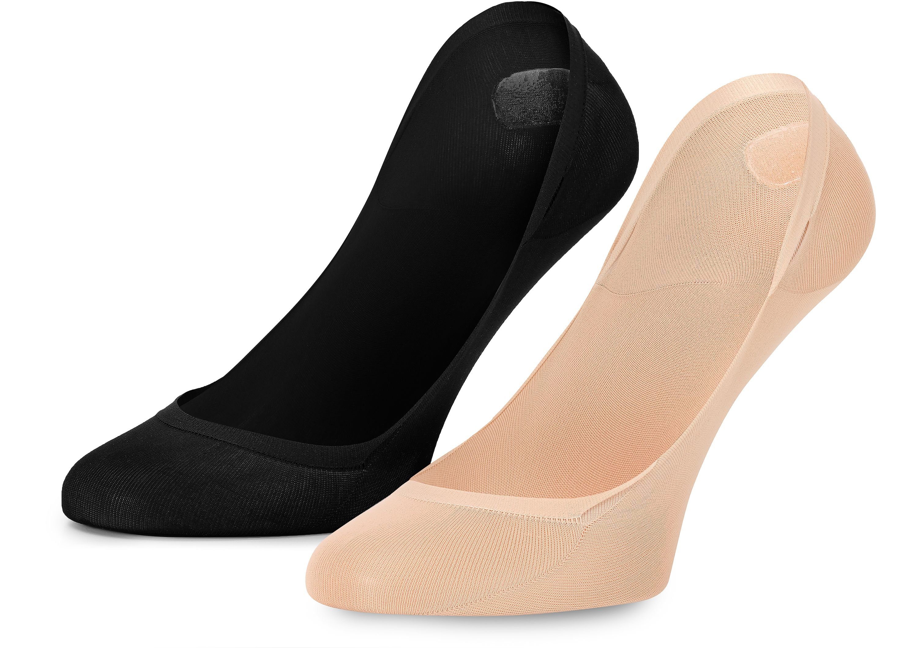 Atmungsaktive 2Pack Socken Schwarz/Beige Halbsocken - MSGI046 Style Merry Damen Füßlinge Sneaker Socken