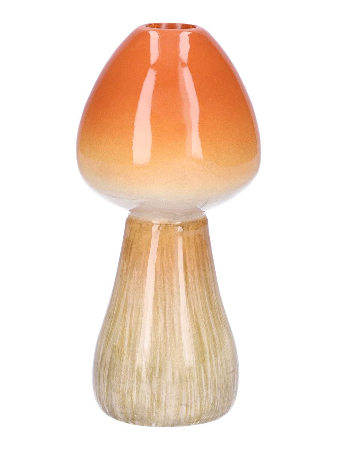 INNA-Glas Dekovase Pilz Dekovase RADOMILA, Keramik, orange-beige, 16cm, Ø7,5cm