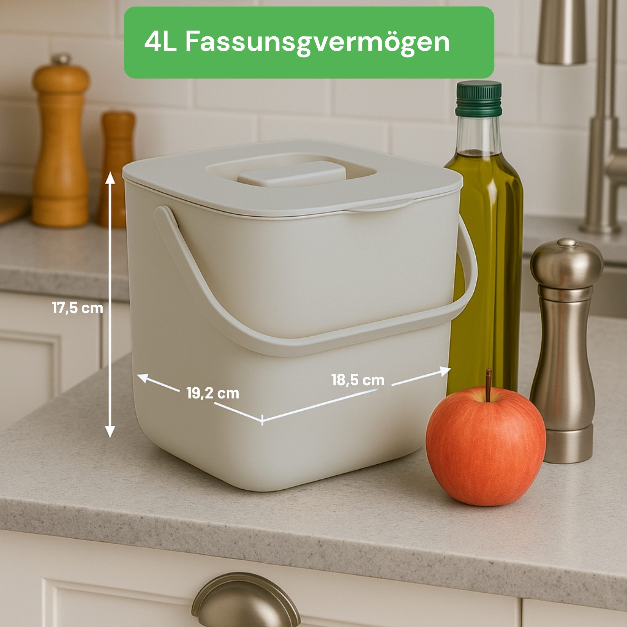 YourCasa Biomülleimer YourCasa® Biomülleimer Küche - Komposteimer für alltäglichen Biomüll, Mit Sieb, Spülmaschinenfest