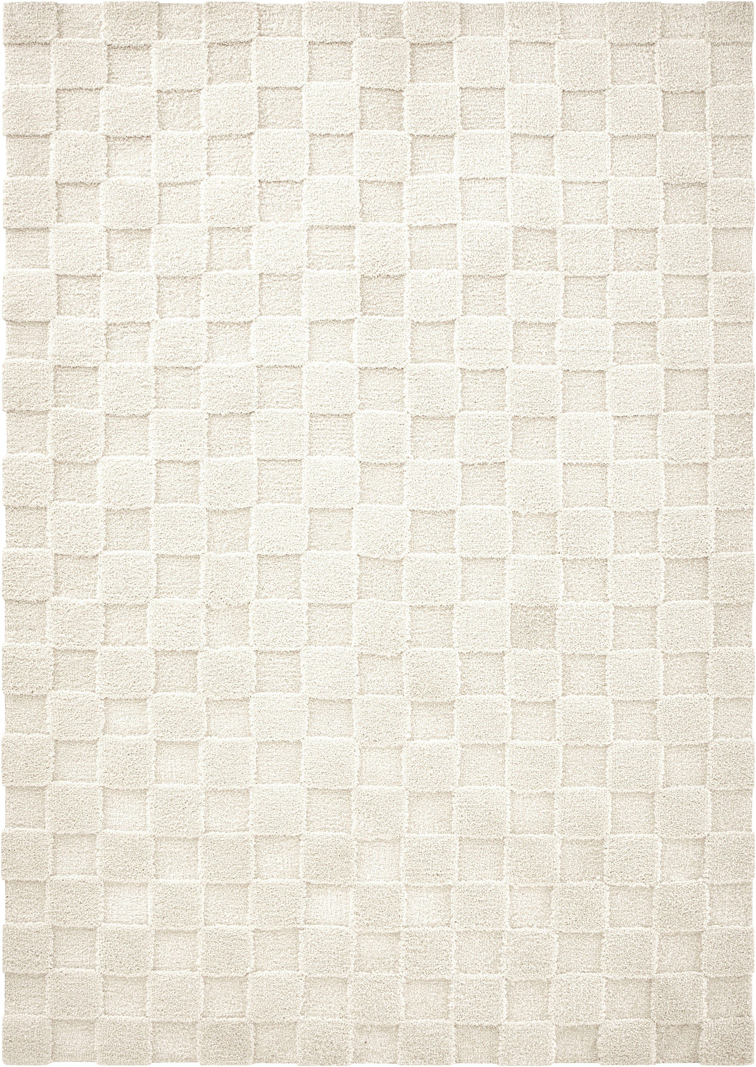 LeGer Home by Lena Gercke Teppich Esmé, Hochflor-Teppiche, weich, Boho, rechteckig, Höhe: 23 mm, Hoch-Tief-Struktur, Uni, Kästchen, Wohnzimmer, Schlafzimmer, Esszimmer