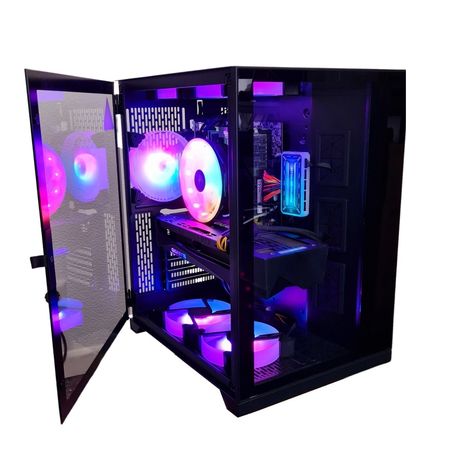 PC Store NCA Gaming PC Diorama Intel 10 Kerner NVIDIA GeForce RTX SSD Windows 11 Gaming-PC (Intel E5 2680v2, 16GB RAM 240GB SSD GB RAM, Wasserkühlung, RGB Lüfter mit Controller, WLAN 5 AC, Bluetooth, Wasserkühlung)