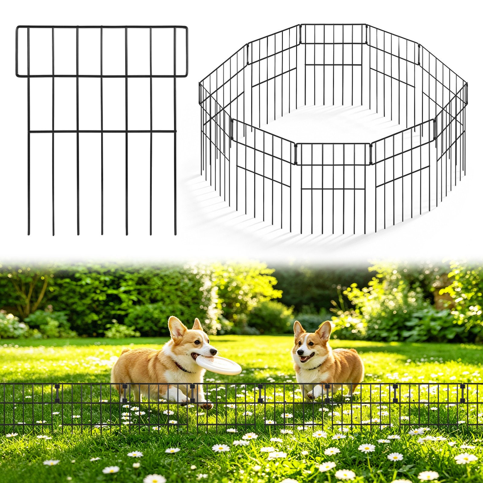 BlingBin Gartenzaun 10-teilig Beetzaun aus Metall, Tierbarriere Zaun, (Beetbegrenzung, 10-St., 32,5 × 40 cm Metallzaun), Begrenzungszaun, Hundezaun für Blumenbeete, Garten, Tierabsperrung