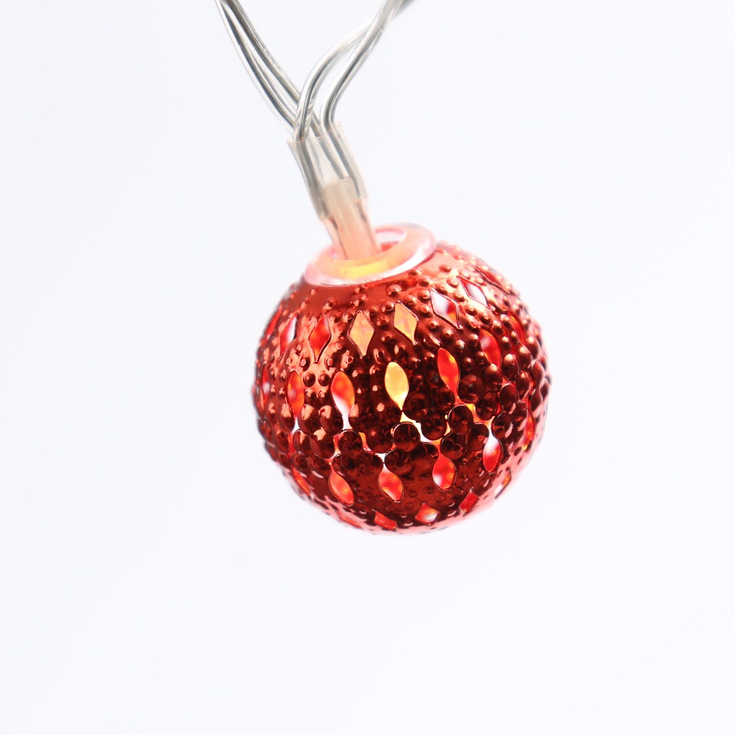 MARELIDA LED-Lichterkette LED Dekolichterkette 10 orientalische Metallkugeln Bälle 2,5cm rot, 10-flammig