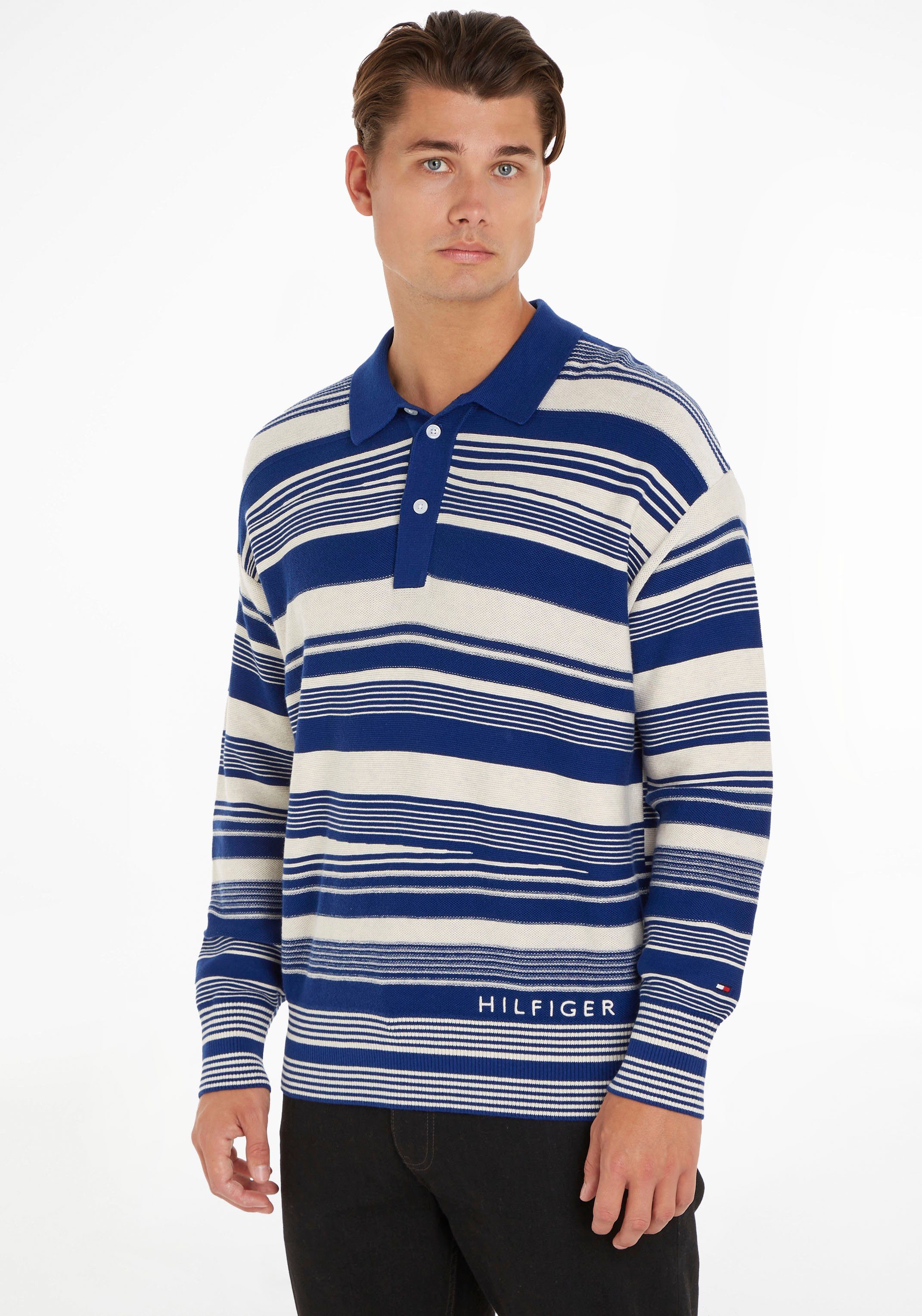 POLO STRIPE Tommy Hilfiger CRAFTED LS Polokragenpullover