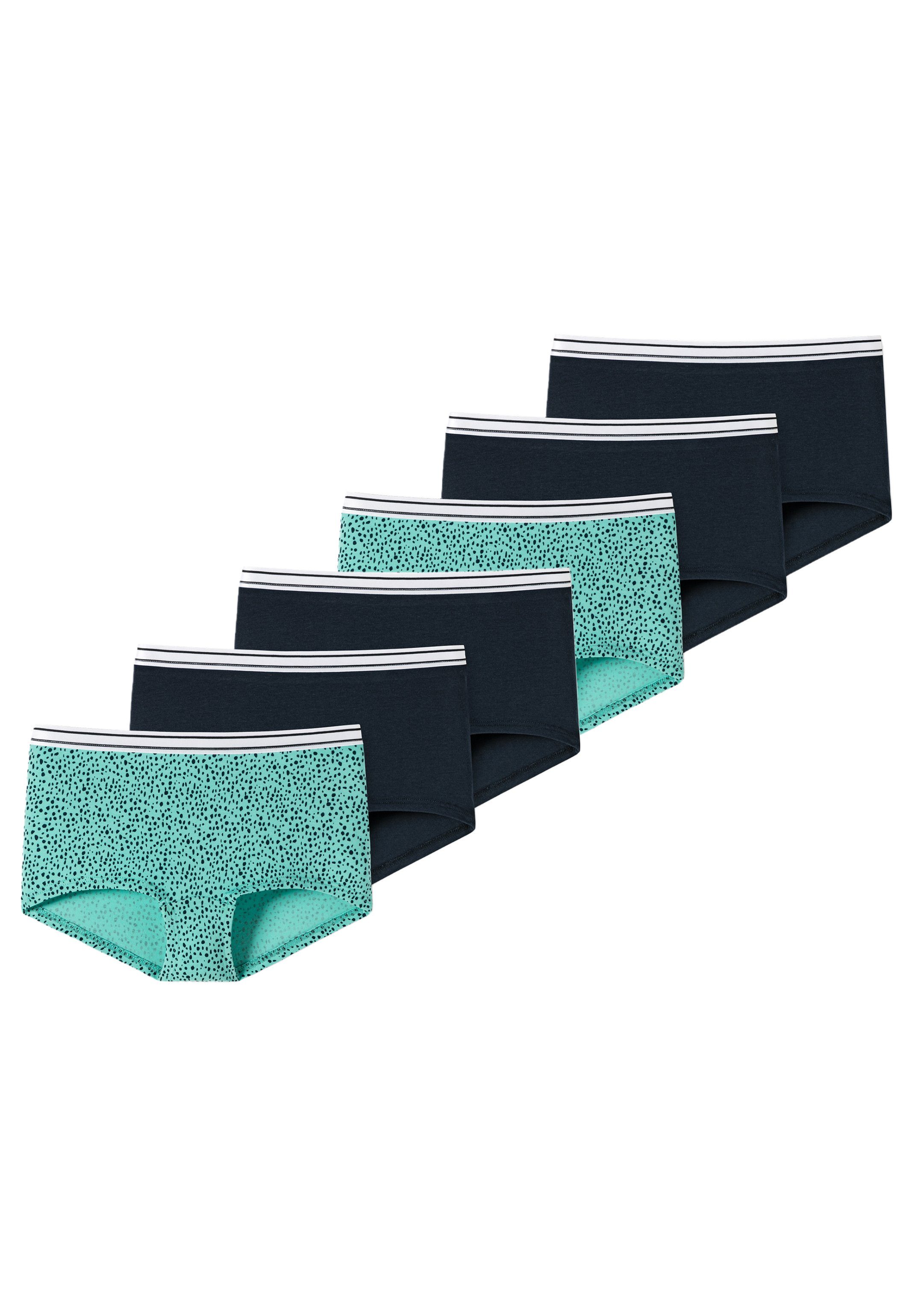Organic Pack 95/5 Panty - - Slip Bund, Beinausschnitt Baumwolle 6-St) Short Cotton (Spar-Set, Schiesser softem Mit Bequemer Girls Mint/Dunkelblau 6er Teens