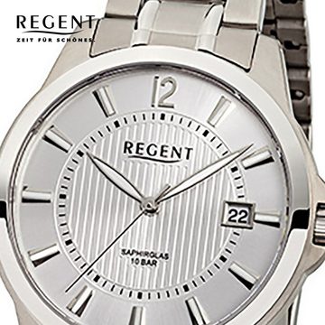 Regent Quarzuhr Regent Herren-Armbanduhr silber Analog, (Analoguhr), Herren Armbanduhr rund, mittel (ca. 39mm), Titanarmband