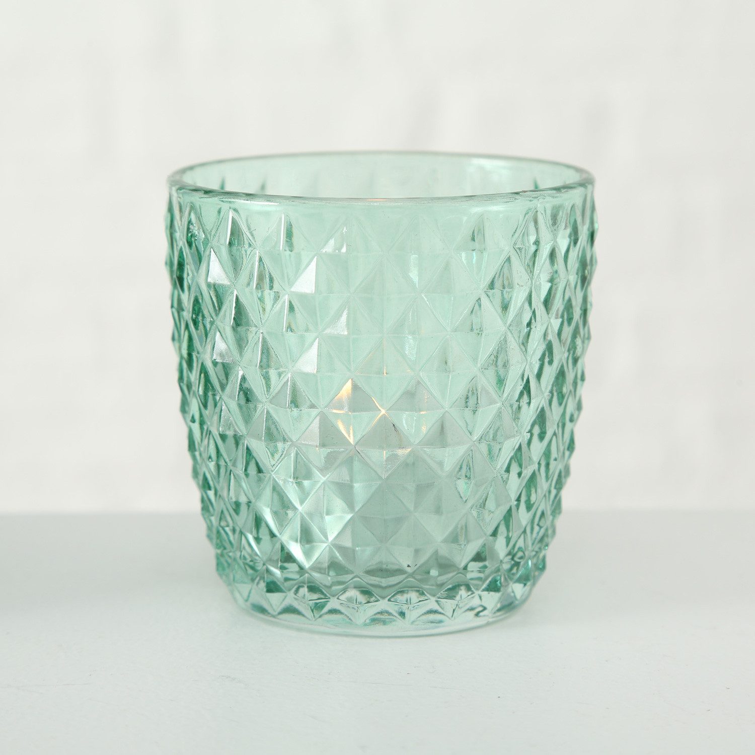 LS-LebenStil Teelichthalter 4´er Set Teelichtgläser Retro Petrol 7cm Glas Windlicht (4´er Set Kristall Ornament Windlicht für Teelichter, 4 St., Halter Kerzenst – Bild 4 von 5