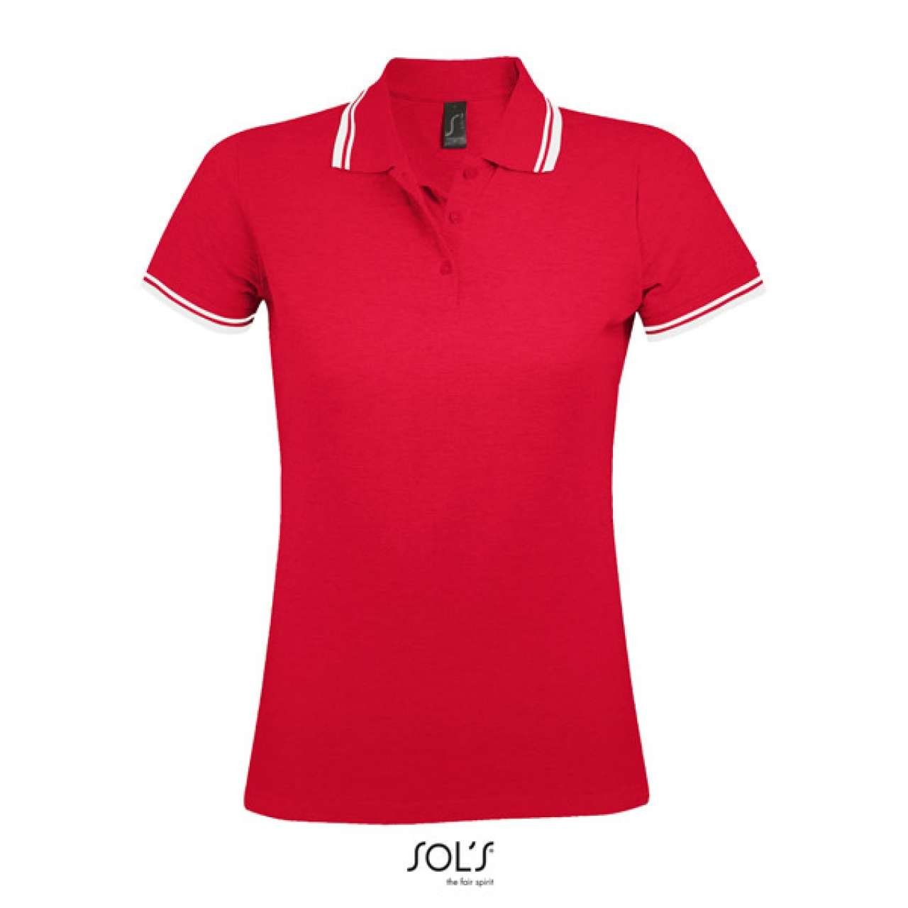 Damen Shirt Poloshirt T-Shirt Piqué Oberteil, Red/White Polohemd Lady-Fit kurzarm Polo SOLS SOL'S Poloshirt