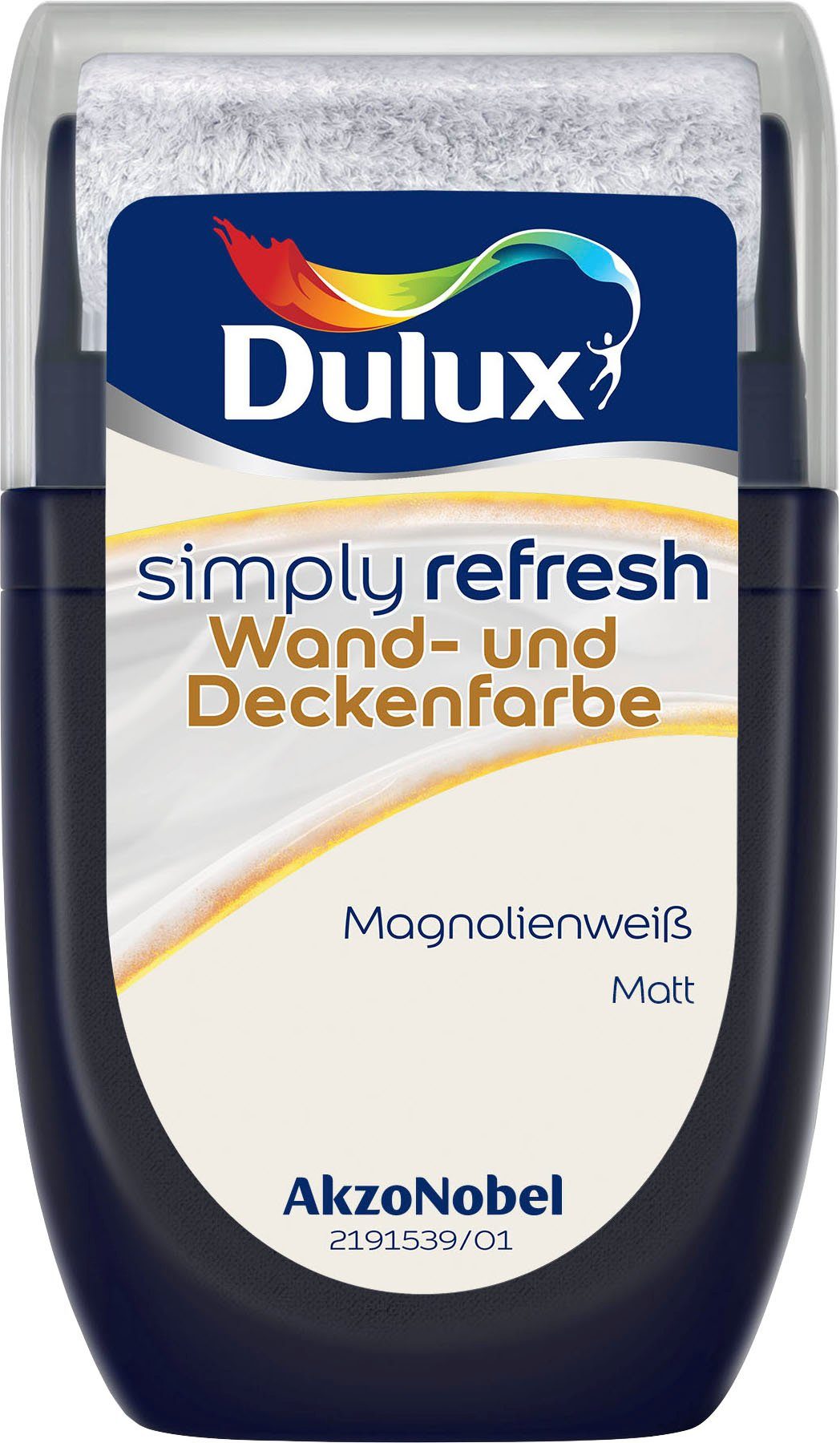 Dulux Wand- und Deckenfarbe Simply Refresh, Tester, matt, hochdeckend, 30 ml Magnolienweiss