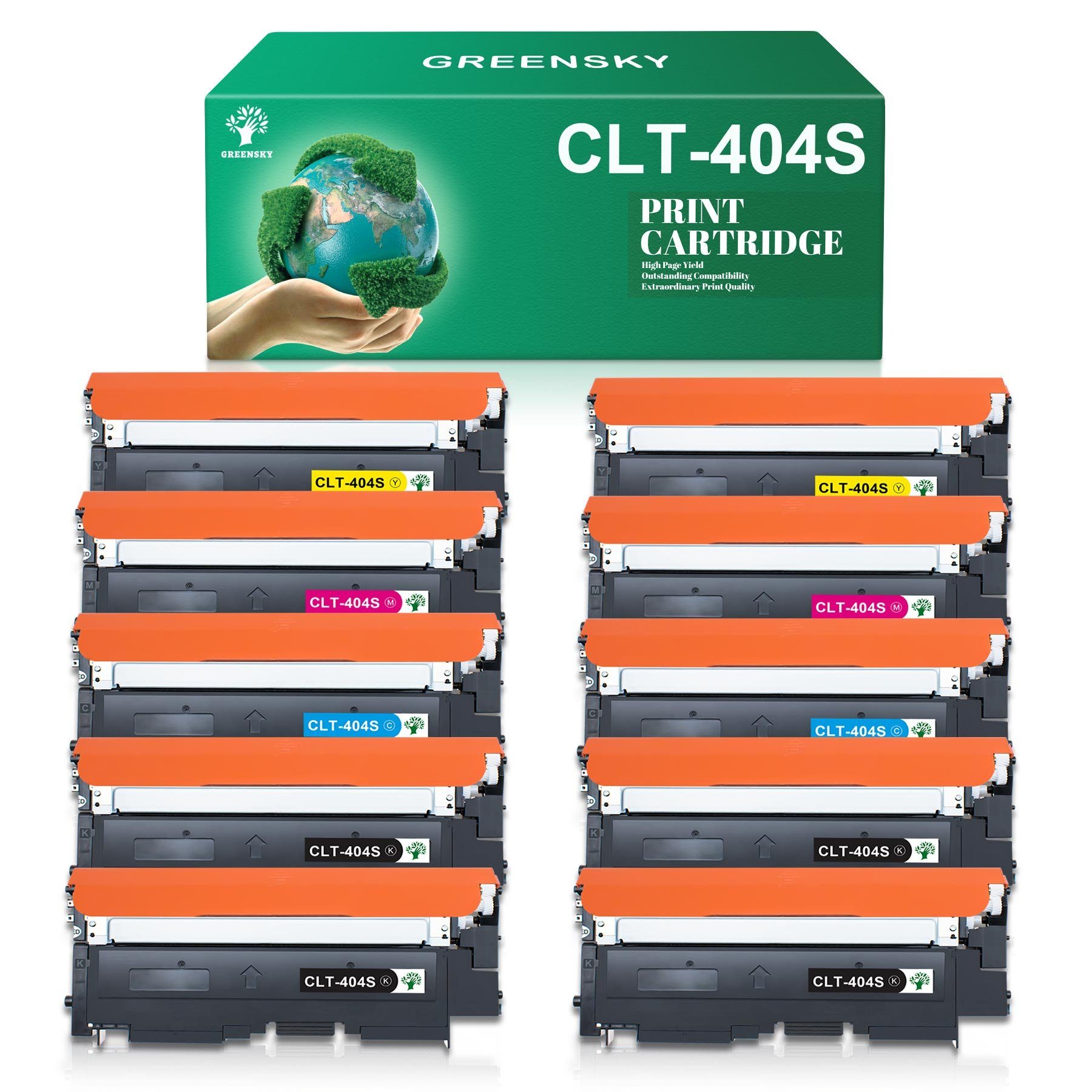 10pk CLT-404 für Tonerkartusche Xpress SAMSUNG Multipack Greensky CLT-P404C