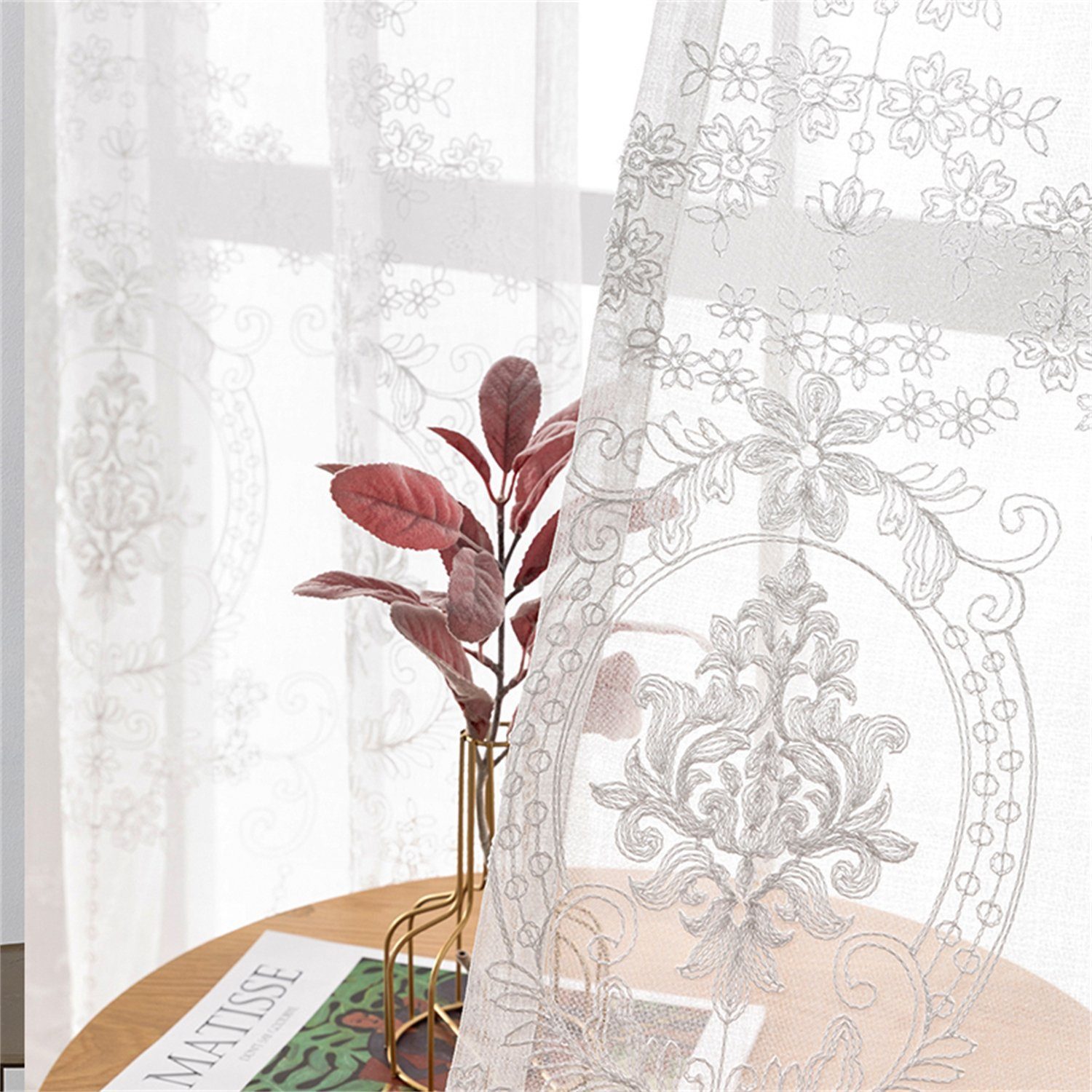 BYSURE Vorhang Blumen Stickerei Vorhänge (2 St), Ösen, transparent, Voile, günstig online kaufen