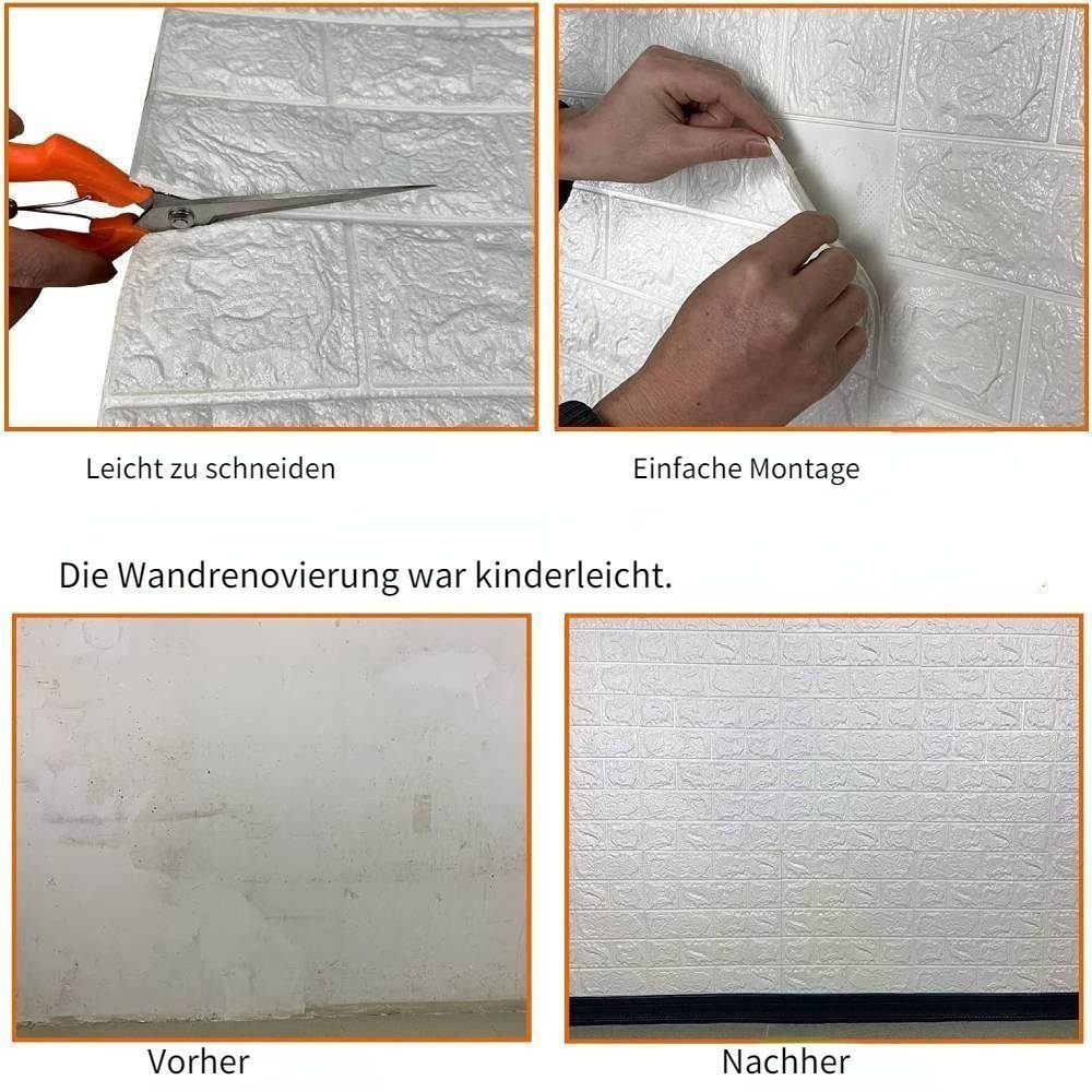 Blusmart 3D-Wandtattoo 10er-Pack selbstklebende 3D-Wandpaneele (35 cm x 38,5 cm, wasserfeste Tapete, Wohnzimmertapete, Wohndeko), Geeignet für Schlafzimmer, Wohnzimmer, Küche, TV-Wände und Wohndeko