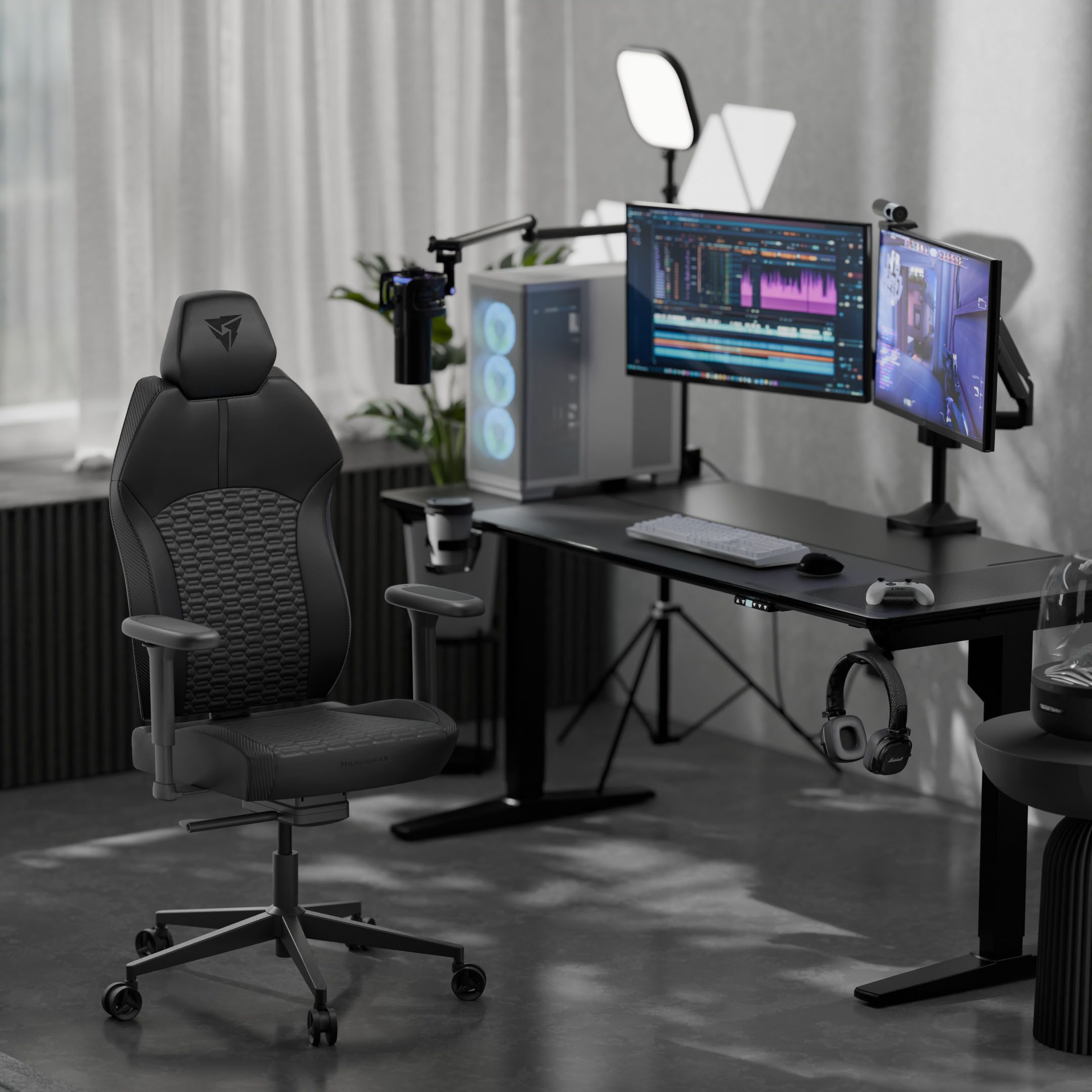 ThunderX3 Gaming-Stuhl ThunderX3 SOLO 360 Ergonomischer Gaming-Stuhl - Racer, schwarz