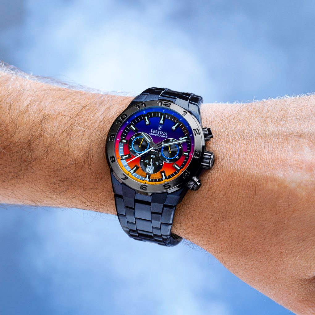 Festina Chronograph Chrono Bike 2024 - Special Edition F20709/1, (Set, 3-tlg., mit Wechselband und Werkzeug), Quarzuhr, Armbanduhr, Herrenuhr, Edelstahlarmband