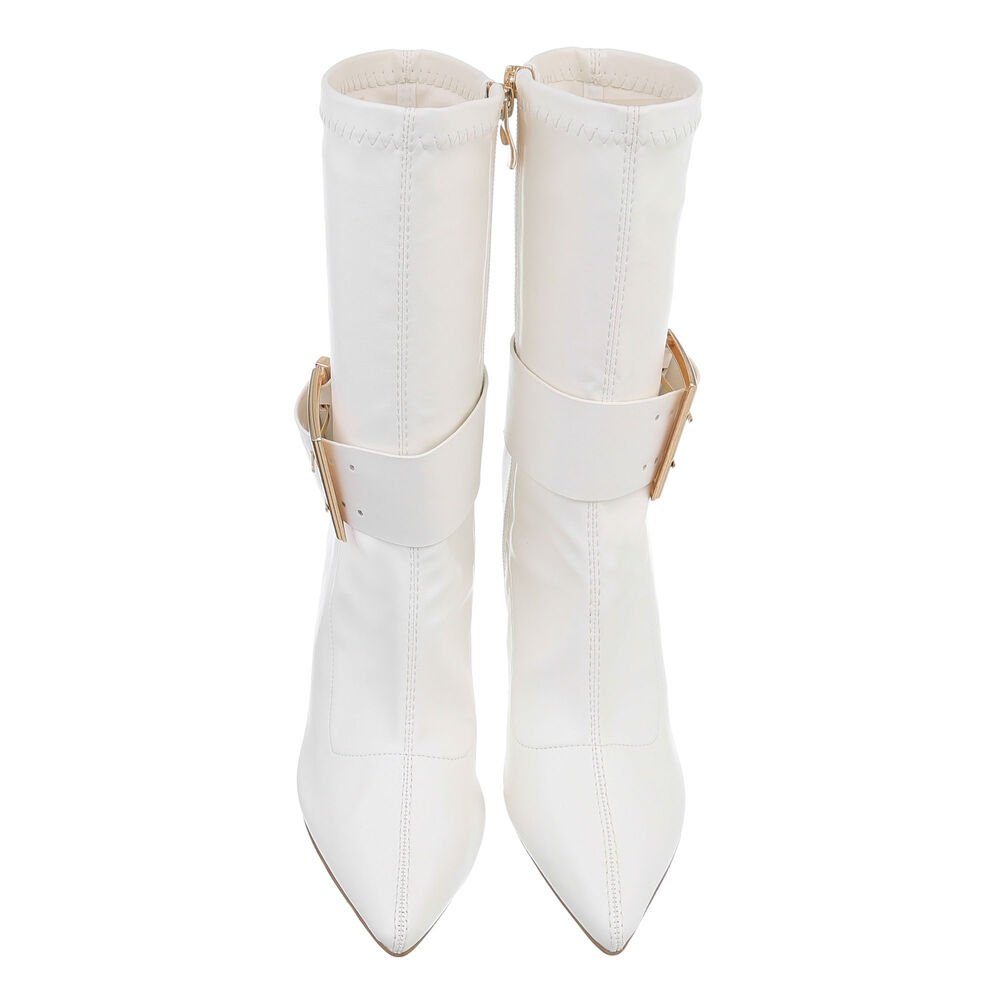 Stiefeletten Elegant Weiß Damen Ital-Design Abendschuhe Pfennig-/Stilettoabsatz High-Heel High-Heel-Stiefelette in