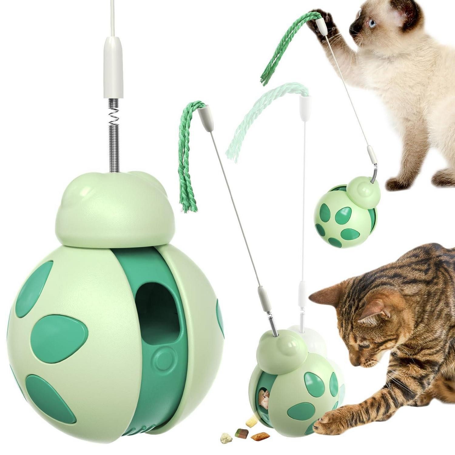 LuxusKollektion Tier-Beschäftigungsspielzeug Katzenspielzeug Marienkäferinteraktiv mit Futterspender grün, Kunststoff