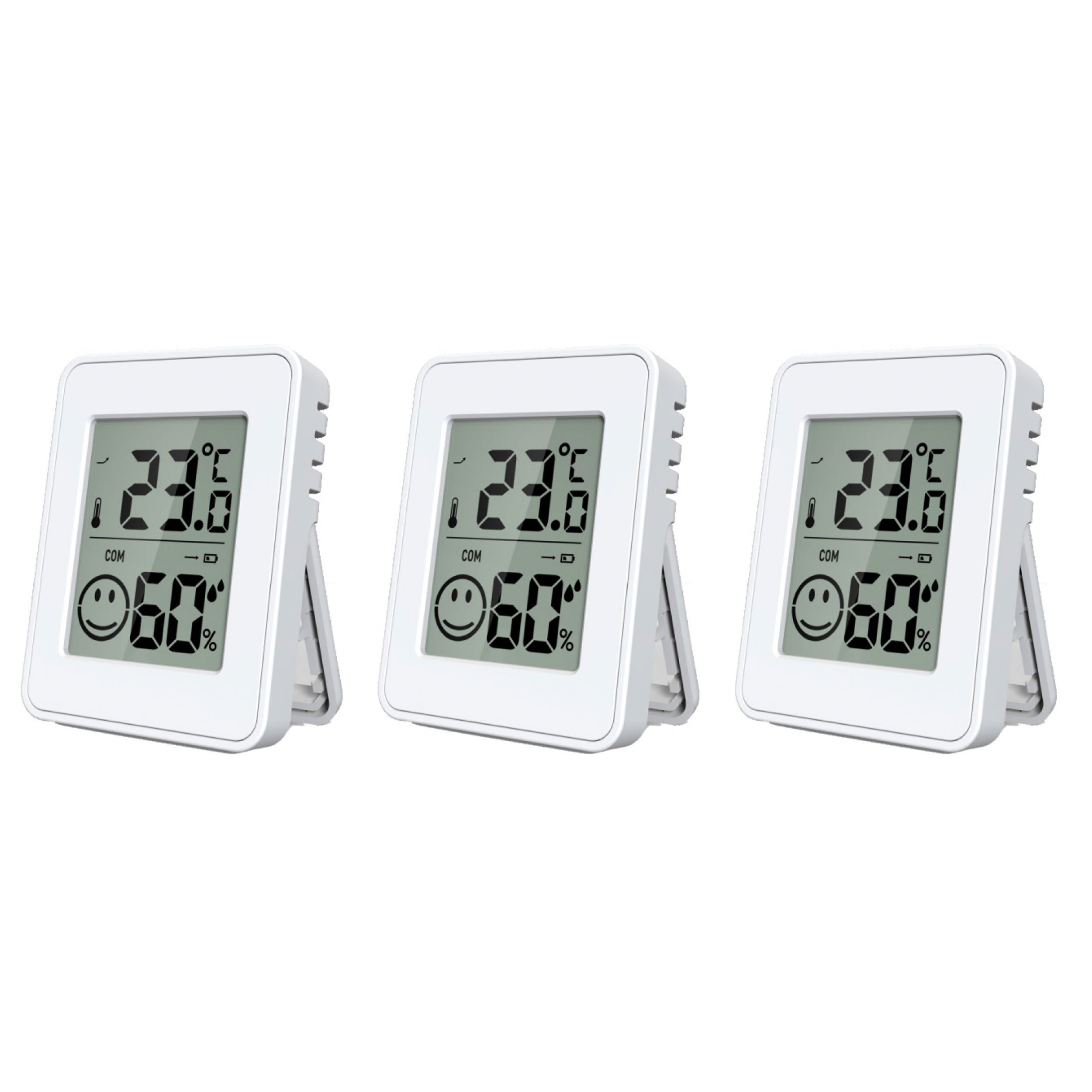 Miraval Klimamesser Thermo-/ Hygrometer 3-er Set, (Inklusive Akku), Hygrometer, Thermometer, Smiley Anzeige