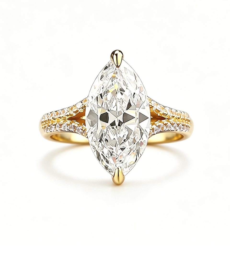 Jumpeak Diamantring Diamantring mit Marquise-Schliff, Damen-Diamantring, 2 ct/3 ct, D, VS1, Geburtstagsgeschenk, Geschenk zum Jahrestag, Geschenk zur Adventszeit