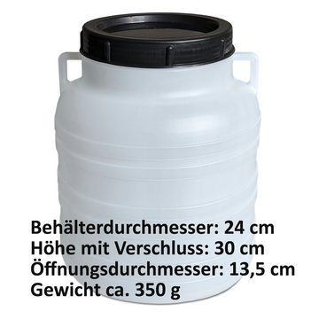 Plasteo Regentonne Weithalsfass Lebensmittelecht BPA-Frei Sauerkrautfass, 10 l, BPA-Frei