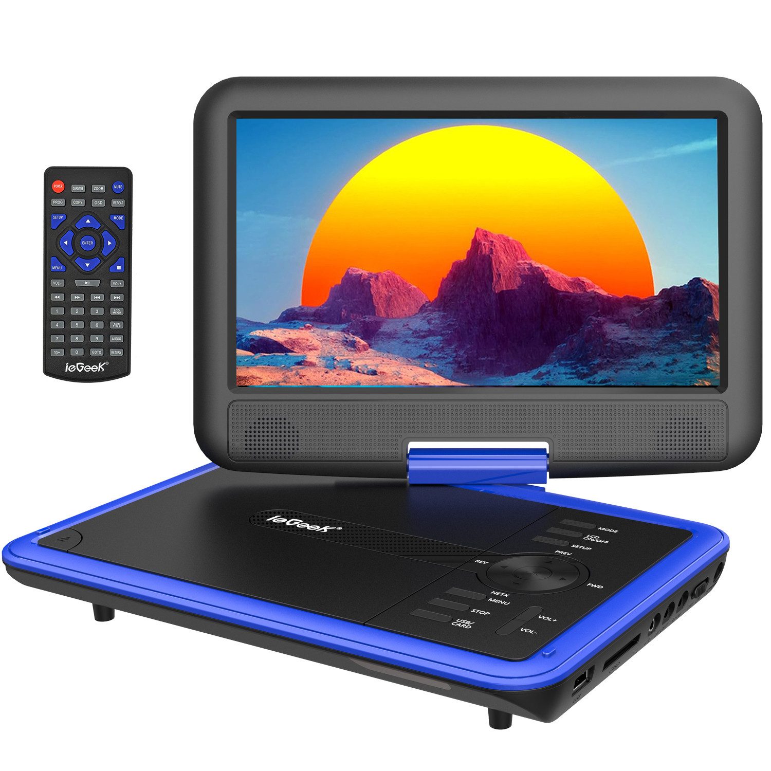 TWUFY 11,5" Tragbarer DVD-Player mit 9,5" HD-Schwenkbildschirm Portabler DVD-Player (6 Stunden Akkulaufzeit, Sync-TV/USB/TF-Karte-Unterstützung)