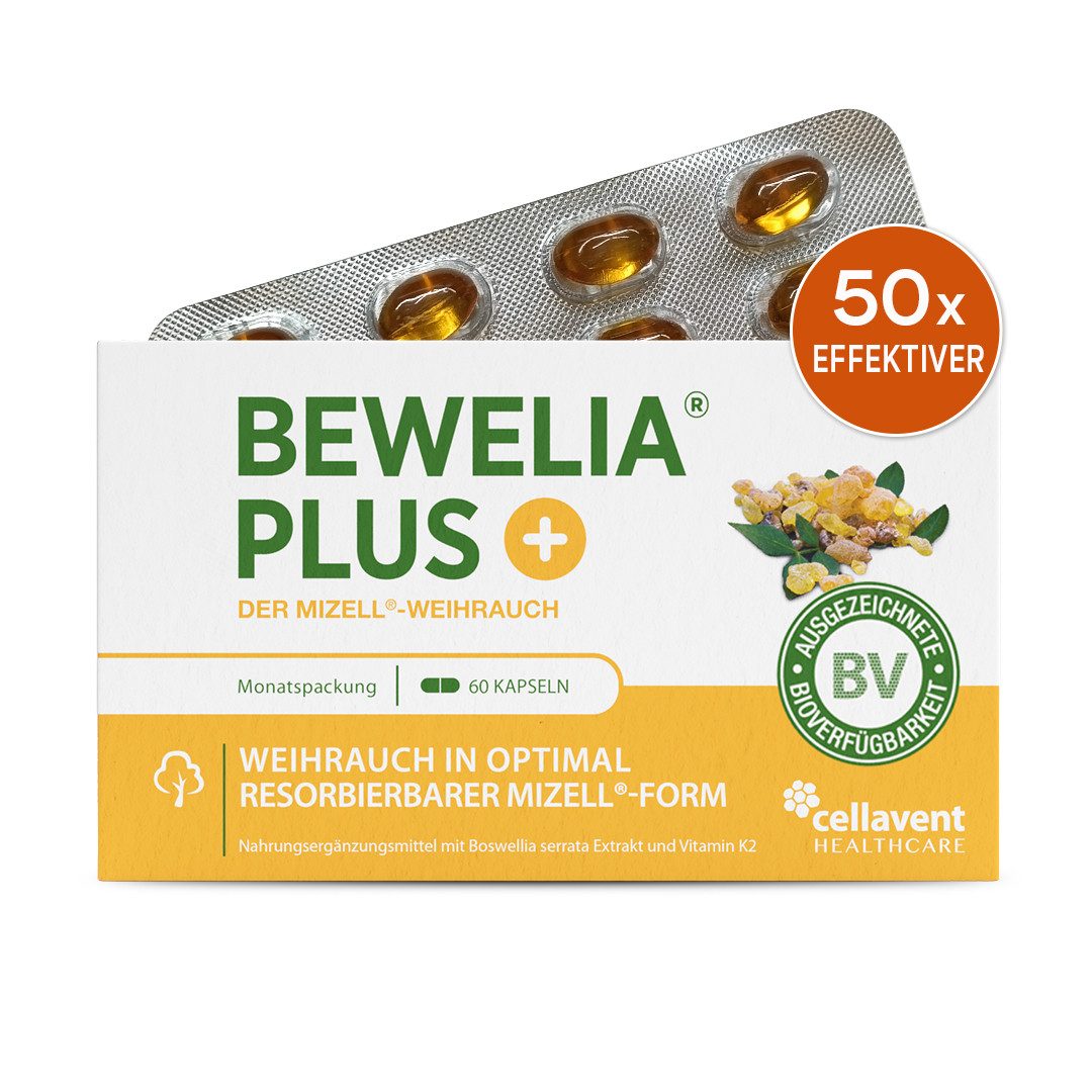 Cellavent Healthcare Mizell Weihrauchkapseln mit Vitamin K2 - Bewelia PLUS Kapseln
