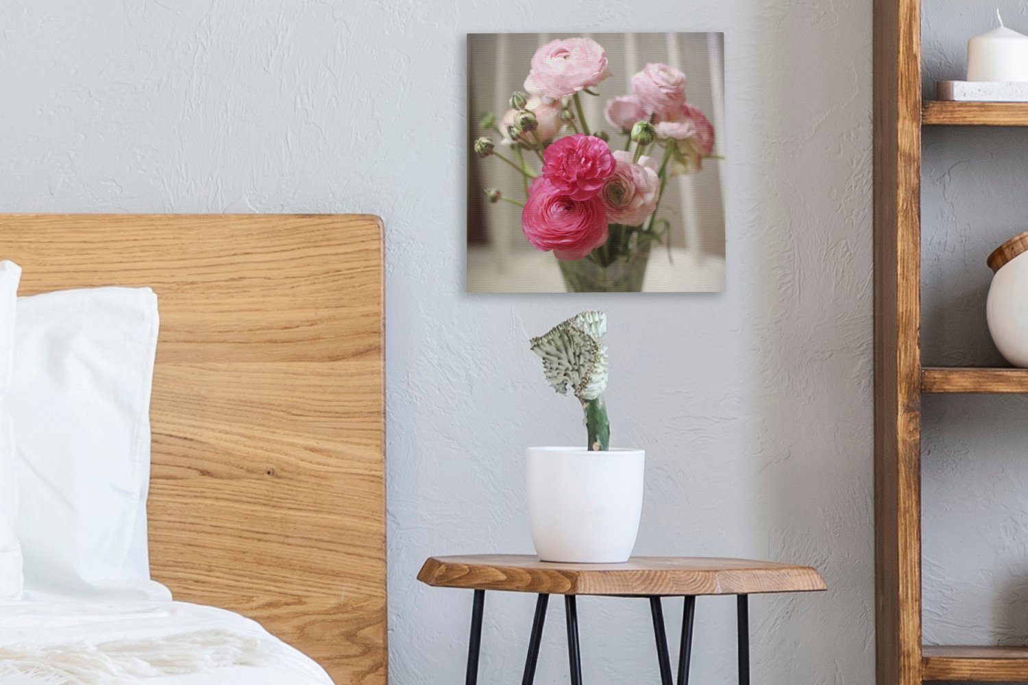 OneMillionCanvasses® Leinwandbild Butterblumen St), Schlafzimmer Hintergrund, Leinwand für einem unscharfen Rosa (1 Bilder auf Wohnzimmer