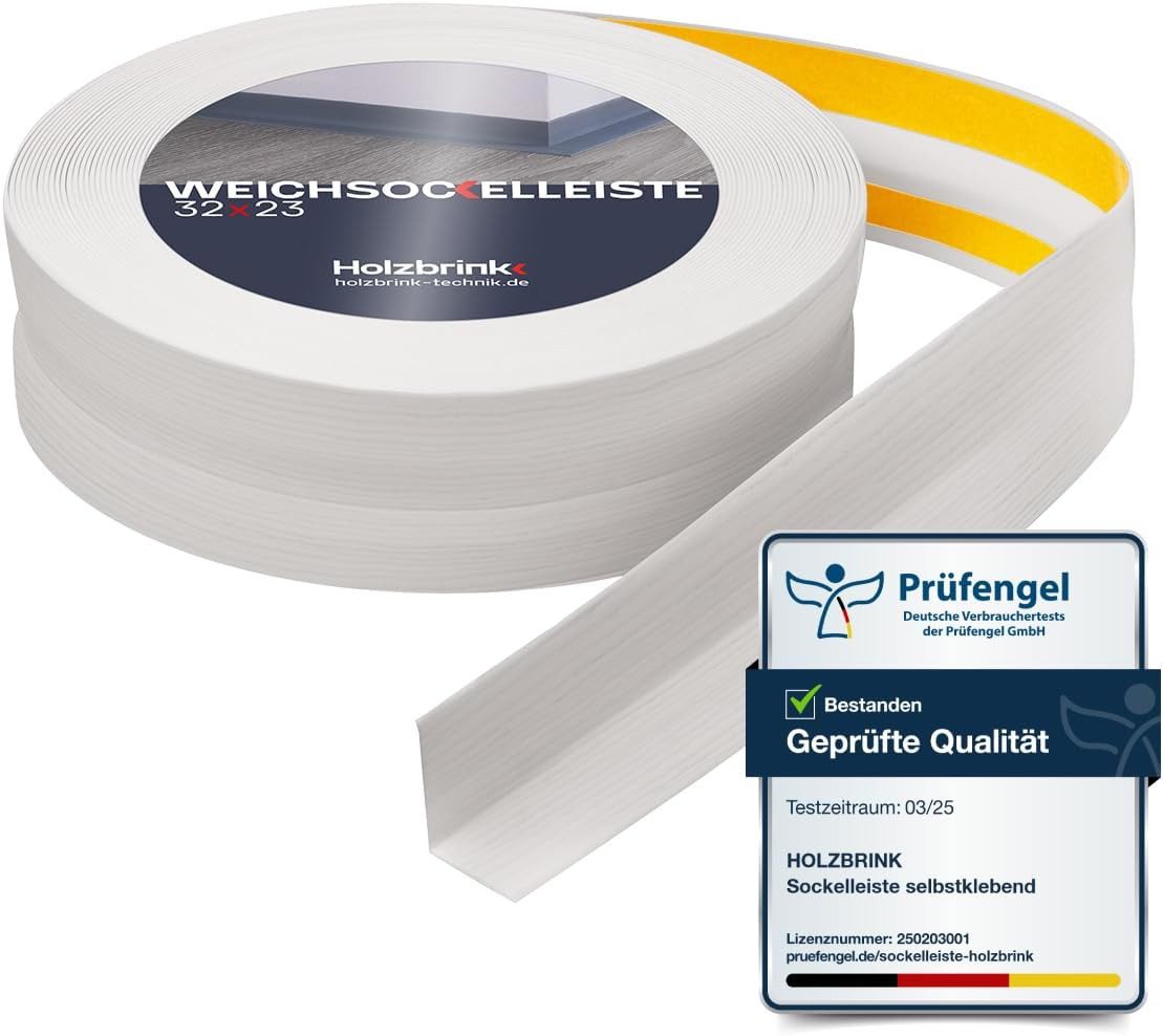 Sockelleiste HOLZBRINK selbstklebend PVC 32x23mm, 75 m (3x25m)
