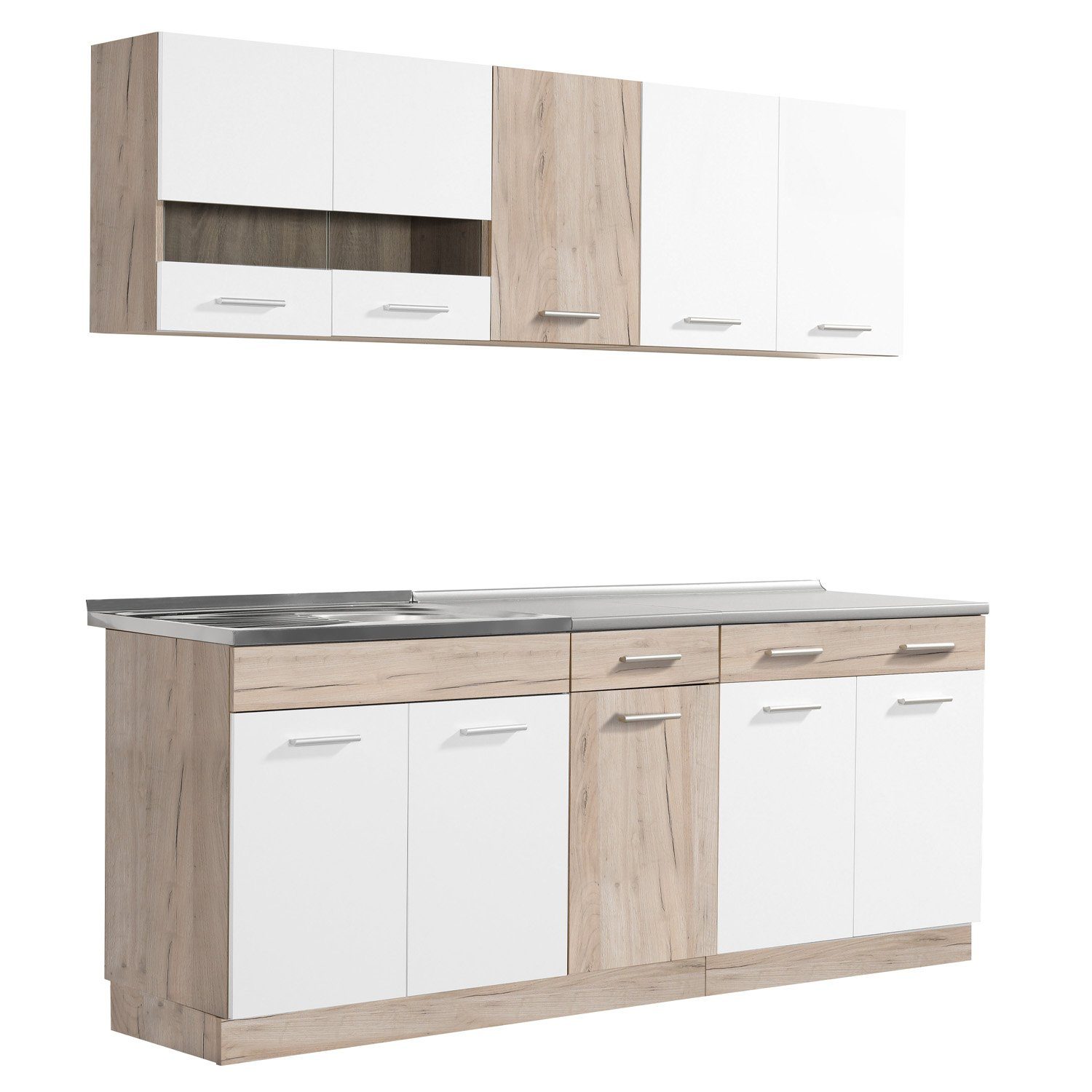Homestyle4u Küchenzeile 200 cm ohne Geräte günstig online kaufen