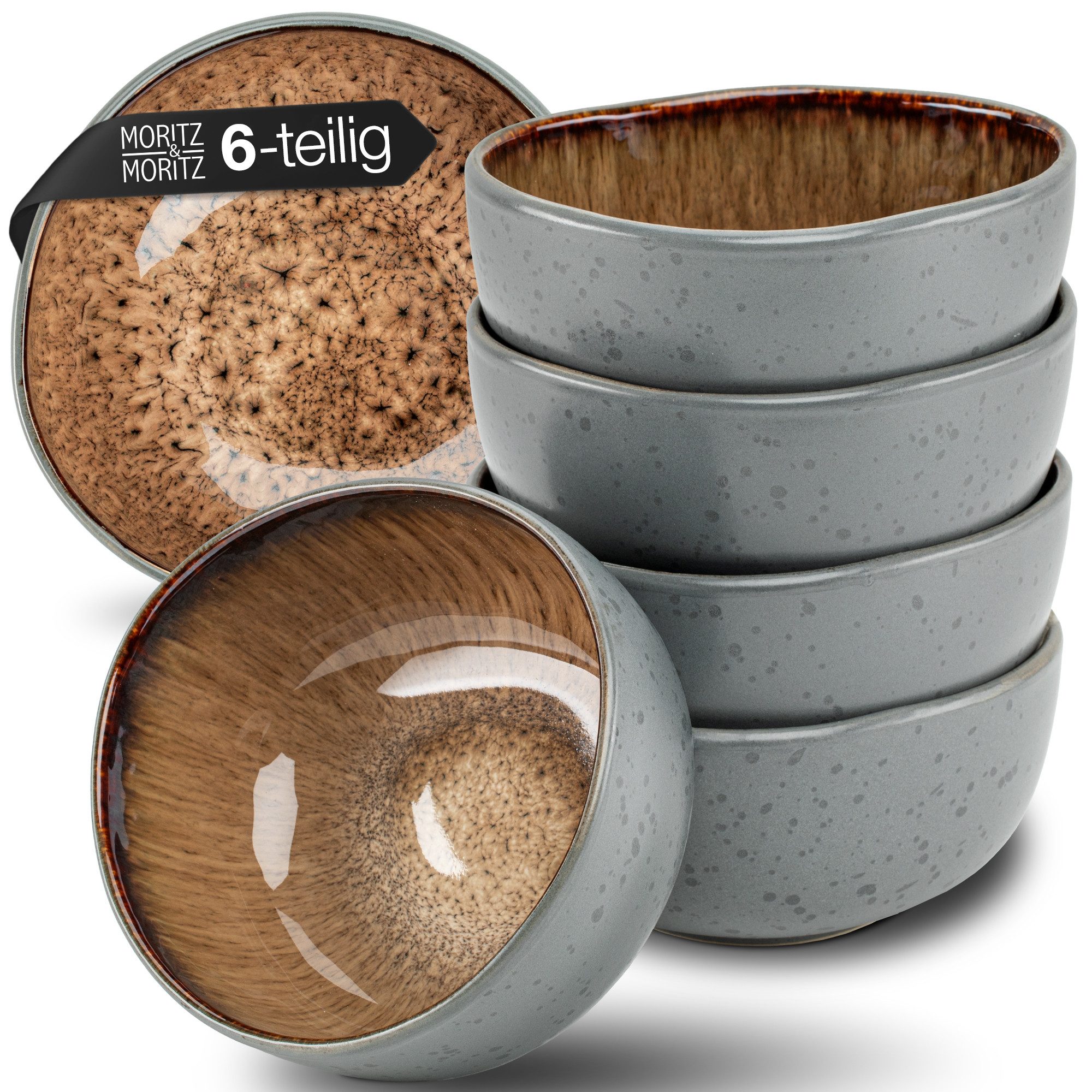 Moritz & Moritz Dessertschale ORGANIC Müsli Чаши Set 6-teilig, Steinzeug, (Set, 6-tlg), Geschirrset für 6 Personen