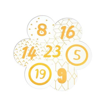 Frau WUNDERVoll Kalender zum Selbstbasteln Adventskalender Schneeflöckchen Beutel Gold-Metallic, creme Ziffern