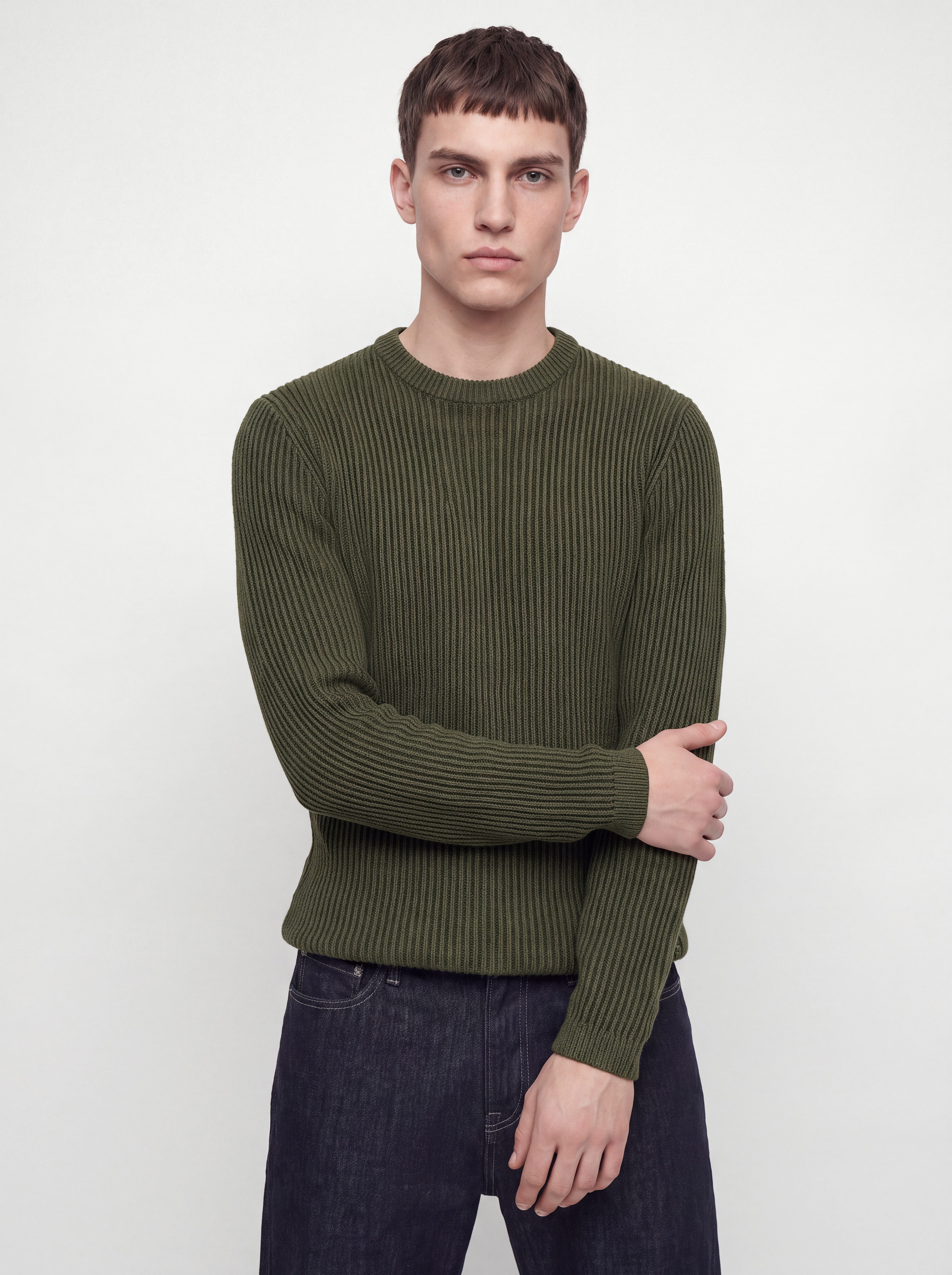 Jack & Jones Rundhalspullover JJEDOVER KNIT CREW NECK SN Baumwollmischung, regular fit