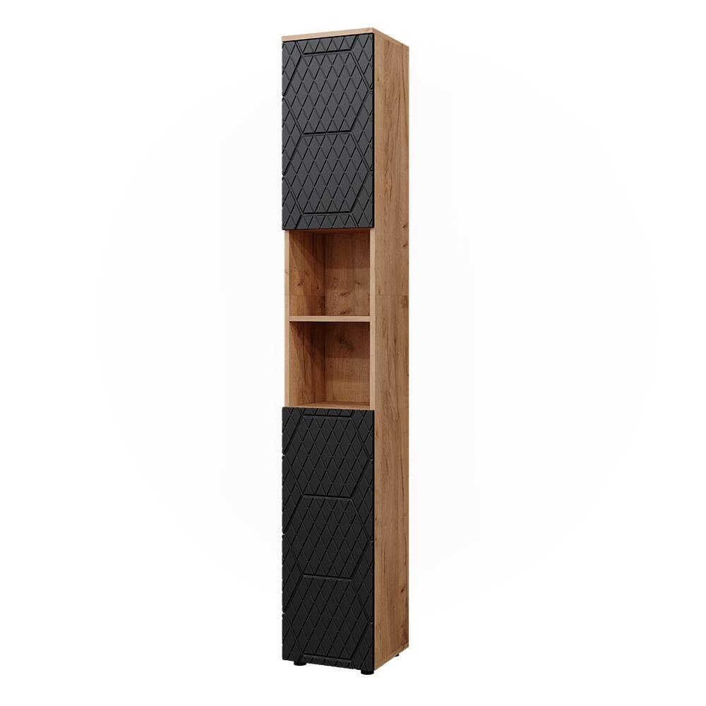 Vicco Hochschrank Irma, Anthrazit mit Wabenstruktur/Anthrazit, 30 x 192 cm (1-St)