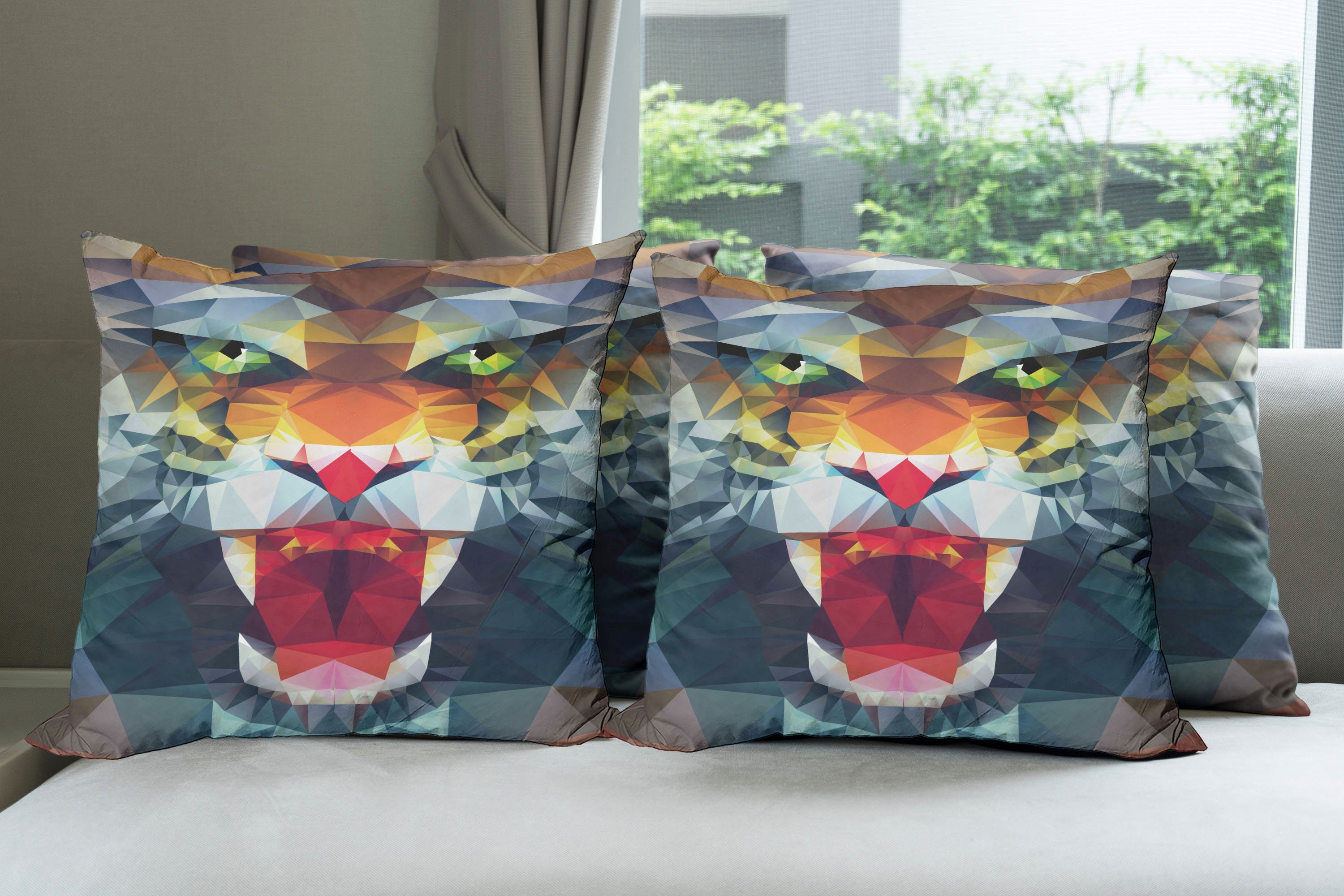 Kissenbezüge Modern Stück), Abstrakt Tiger Digitaldruck, Abakuhaus Portrait Tier Doppelseitiger Accent (4