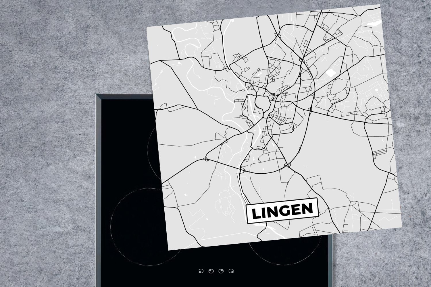 MuchoWow Herdblende-/Abdeckplatte Karte - Deutschland - Vinyl, - (1 Stadtplan, für Karte küche Ceranfeldabdeckung, Arbeitsplatte - 78x78 tlg), cm, Lingen