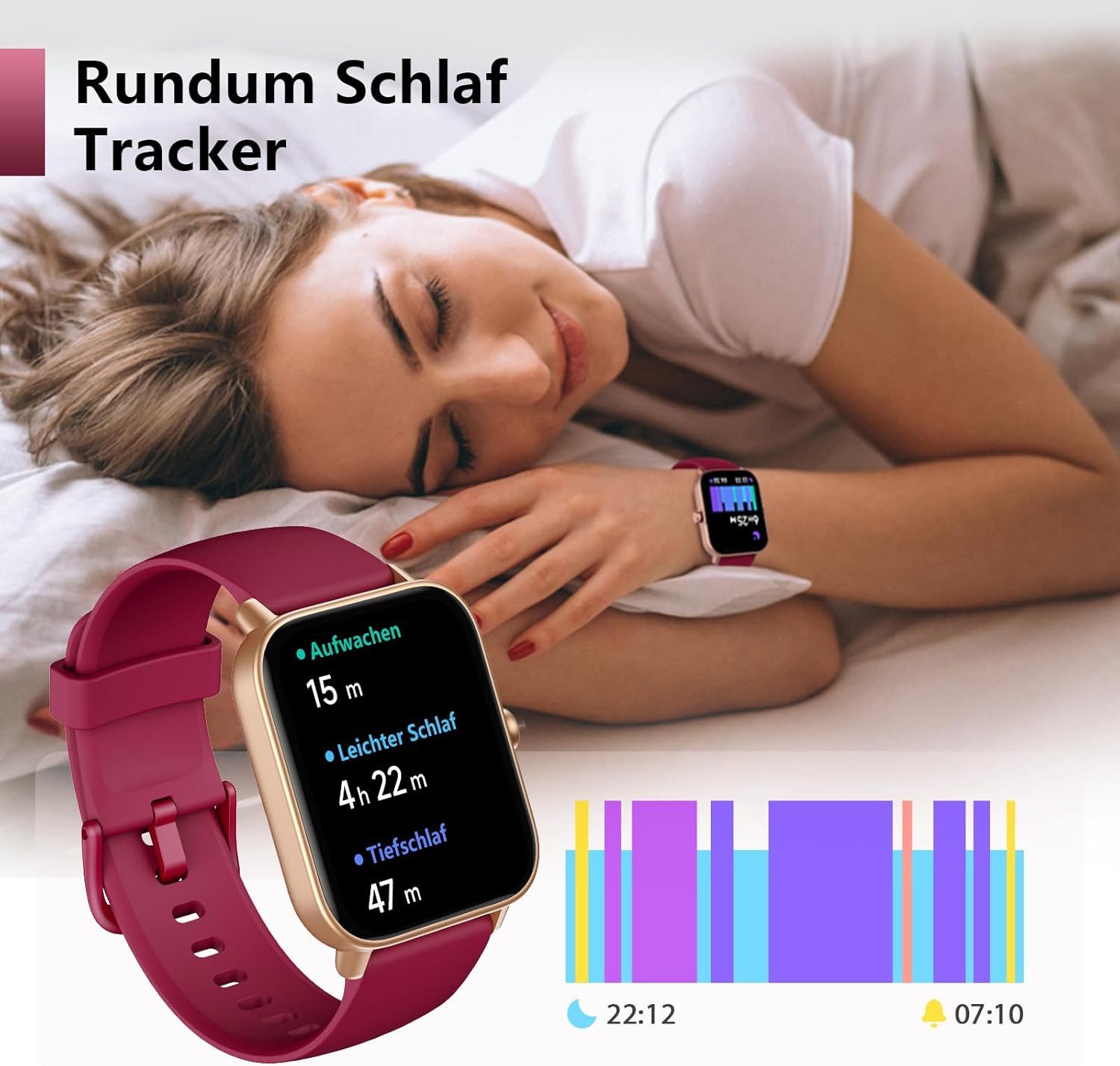 Zevelora Herren's und Damen's Telefonfunktion IP68 Wasserdicht Fitness-Tracker Smartwatch (4,57 cm/1,8 Zoll, Android/iOS), mit Herzfrequenz, SpO2, Schlaf Monitor, 100+ Sportmodi Schrittzähler