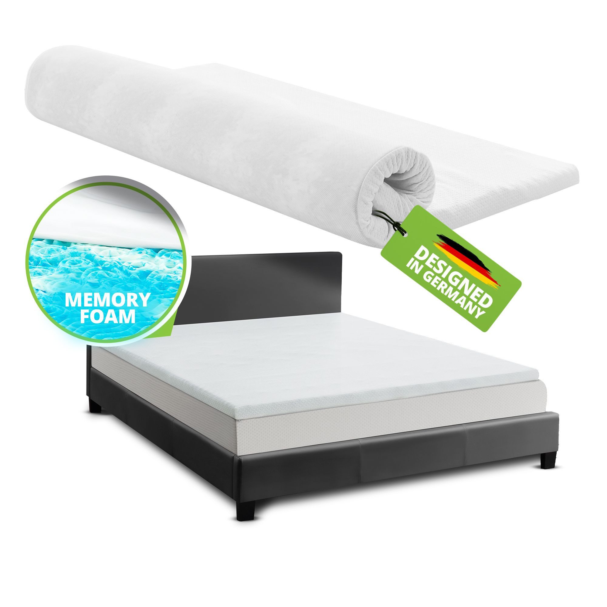 Juskys, Цилиндр, 7 cm hoch, 180x200 cm, Memoryfoam, orthopädisch, atmungsaktiv, anpassungsfähig