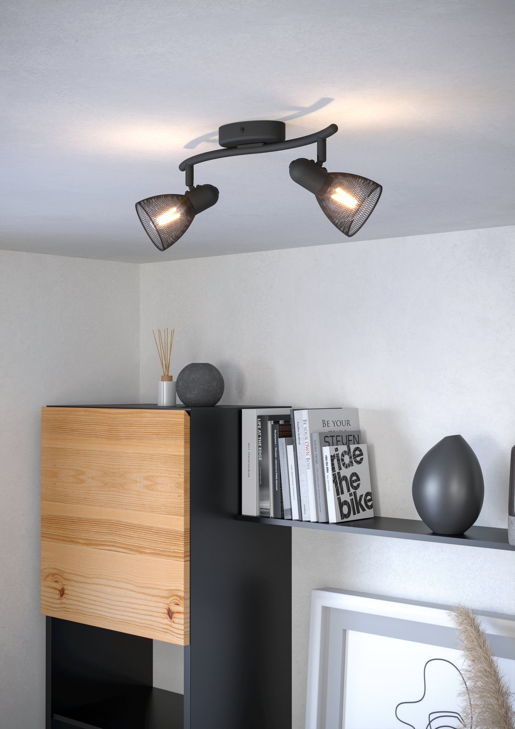 EGLO LED Deckenspot Carovigno, Leuchtmittel exklusive, Spot - L36,5 x B15 cm - schwarz - 2X40W exkl.