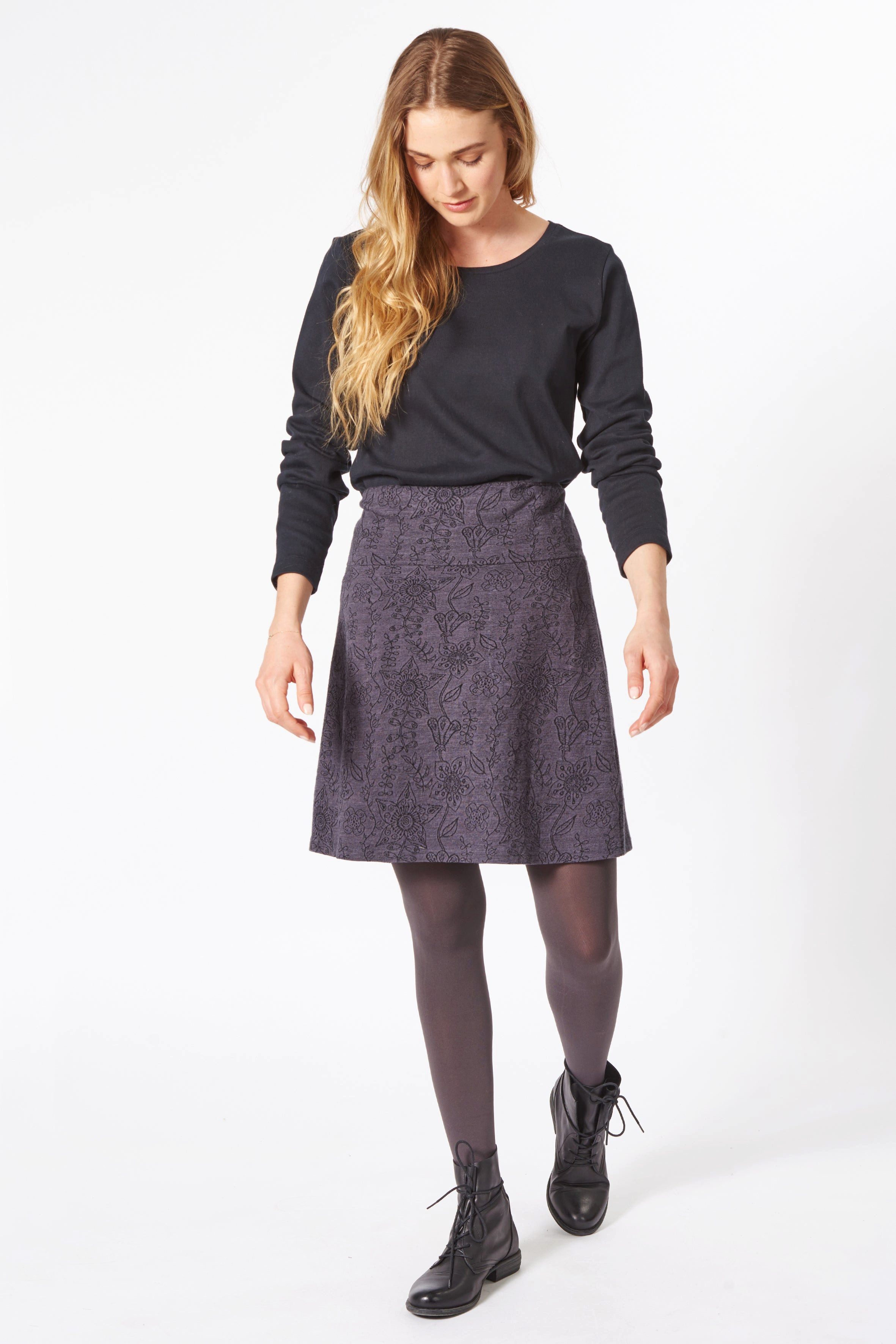 Jerseyrock Kurzer Rock Damen mit feinem Jacquard-Muster aus Bio-Baumwolle