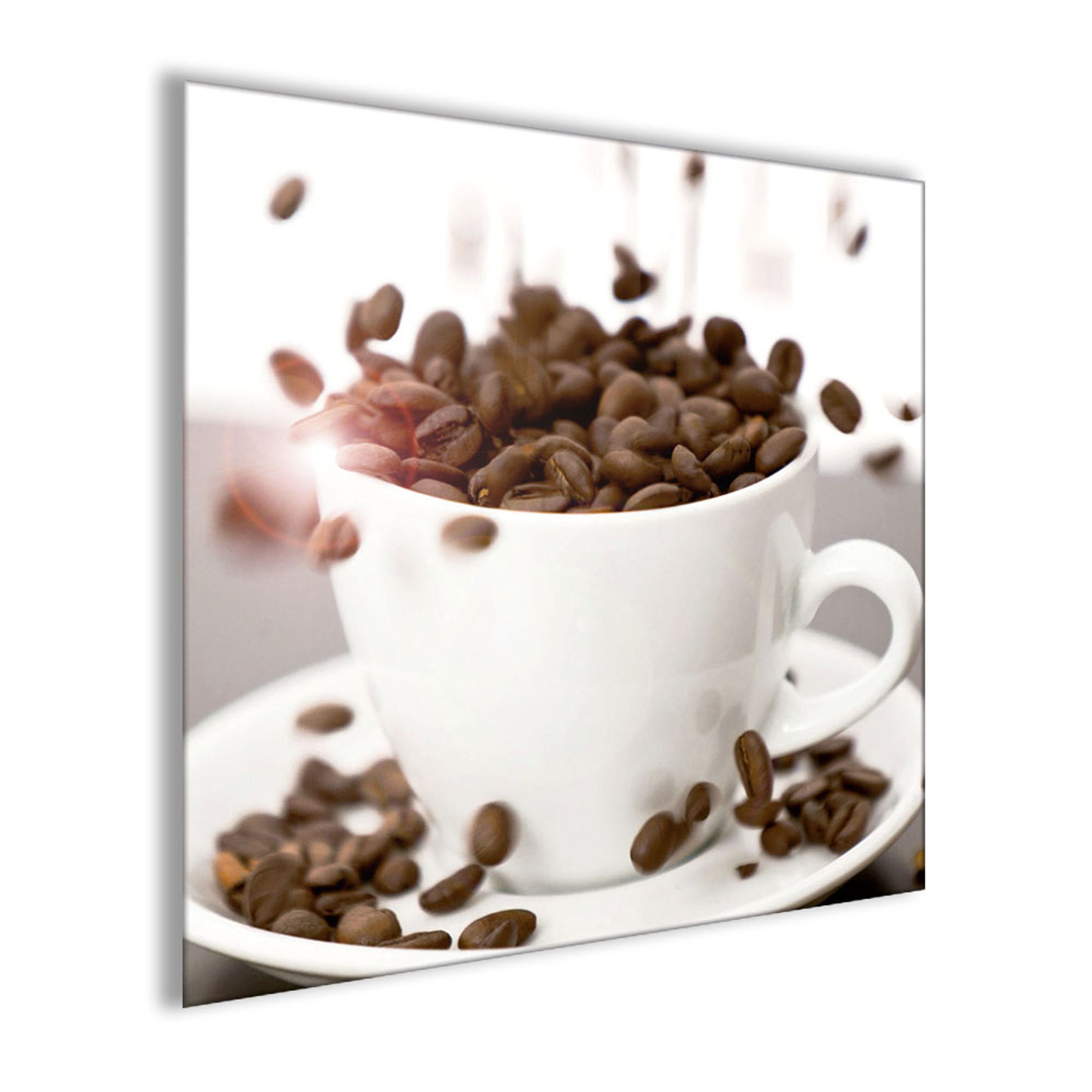 artissimo Glasbild Glasbild 30x30cm Küche Kaffee Kaffee Küchenbild: Tasse, Bild Küchenbild